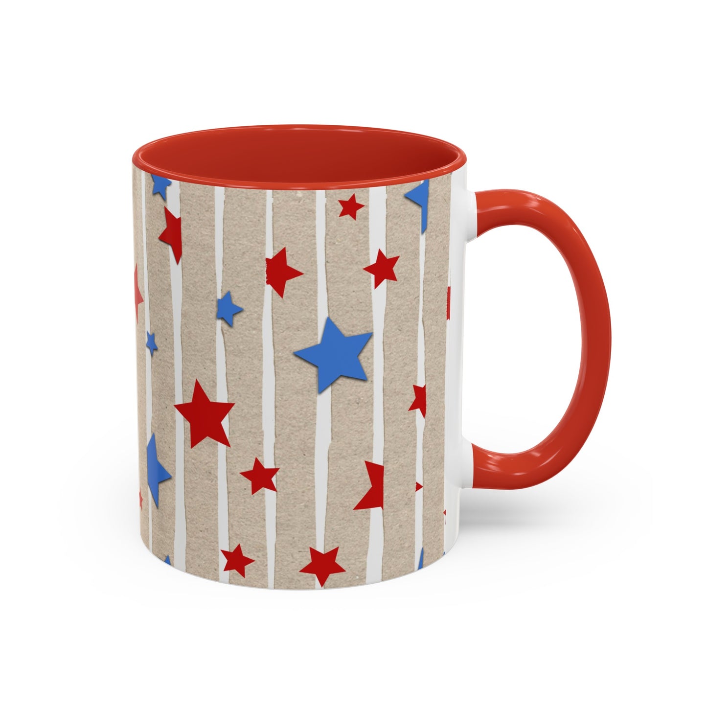 American Flag Stars & Stripes Themed Accent Coffee Mug, 11oz