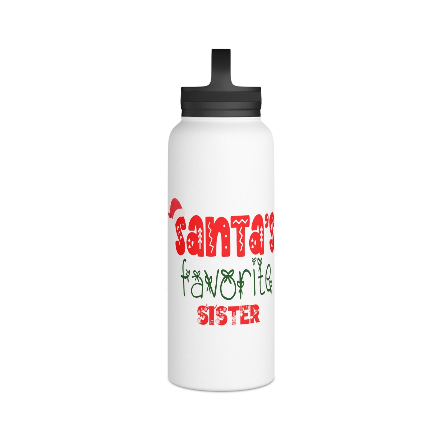 Santa's Favorite Sister Stainless Steel Water Bottle, Handle Lid