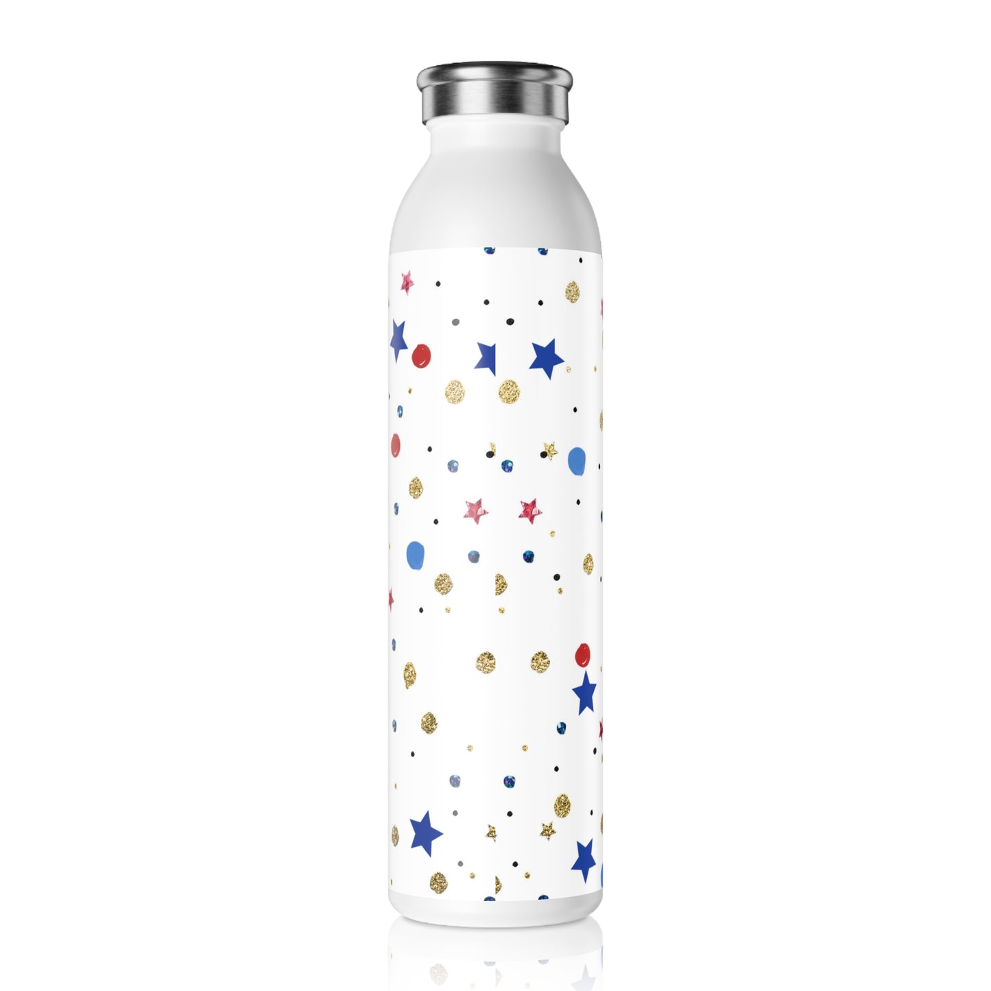 American Flag Themed Stars Slim Water Bottle