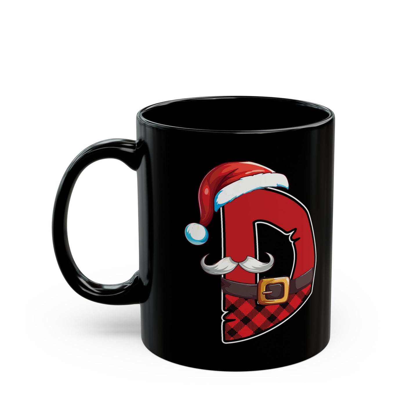 D Santa Initial 11oz Black Mug