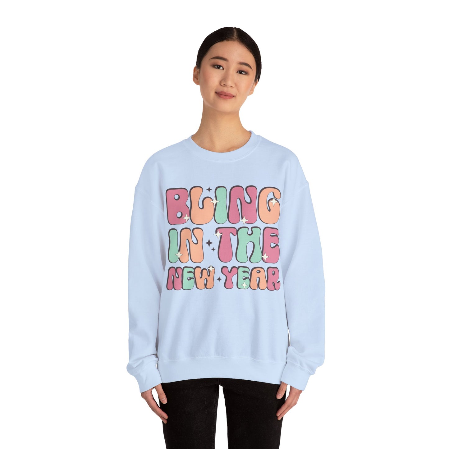 Happy New Year Sweatshirt, Retro New Year Shirt, 2025 Sweatshirt, New Year's Eve Shirt, Holiday Apparel, Trendy New Year 2025 Crewneck, Bling in the New Year