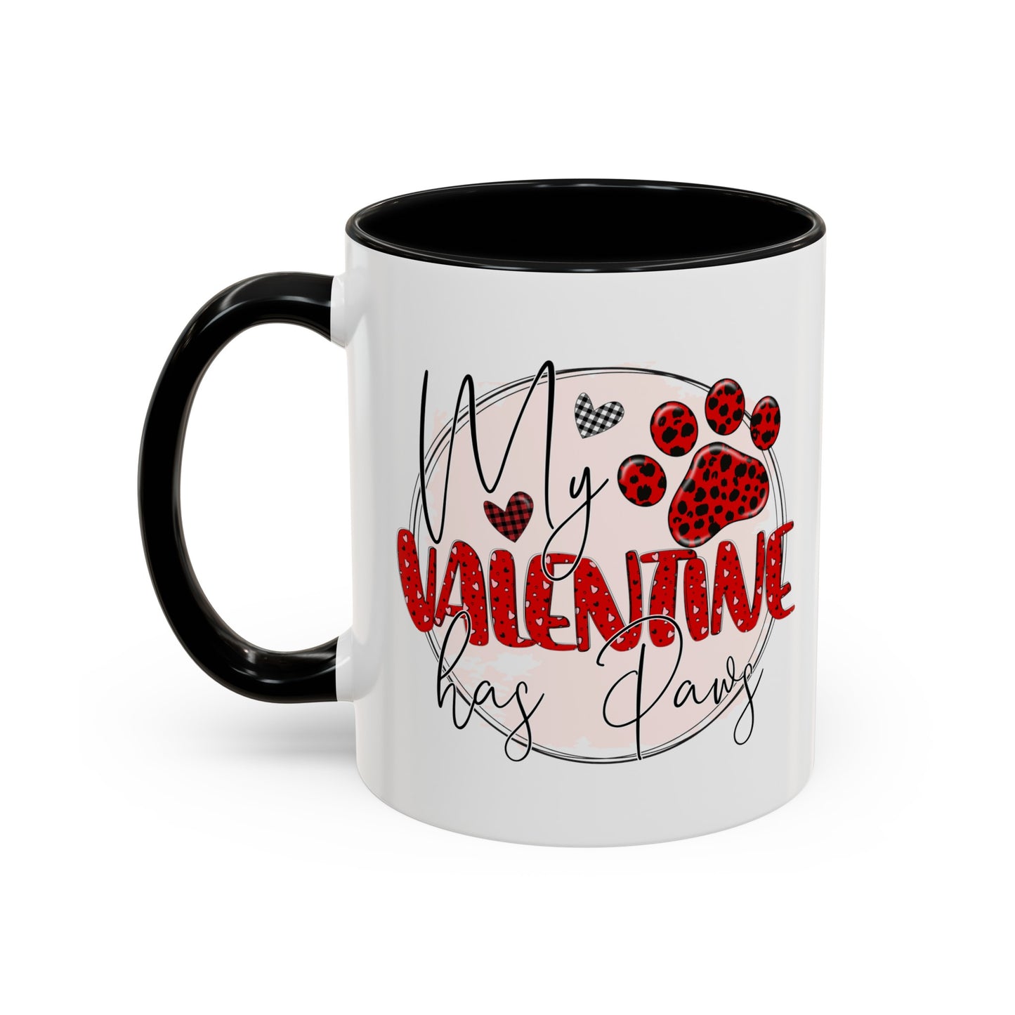 My Valentine Has Paws Accent Coffee Mug, 11oz