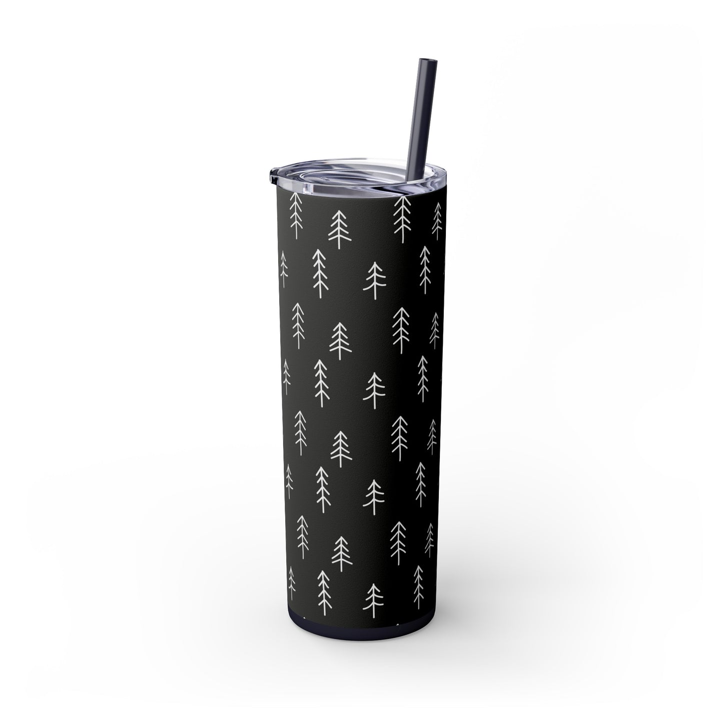 Nordic Black & White Trees Skinny Tumbler with Straw, 20oz