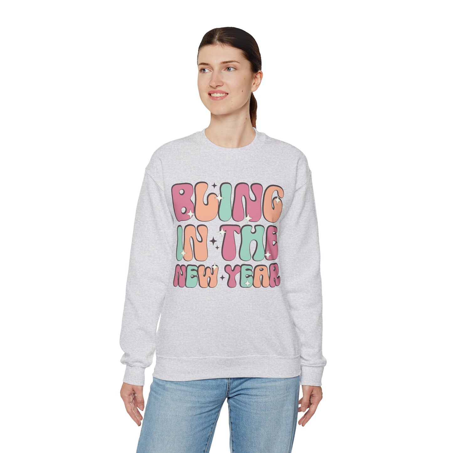 Happy New Year Sweatshirt, Retro New Year Shirt, 2025 Sweatshirt, New Year's Eve Shirt, Holiday Apparel, Trendy New Year 2025 Crewneck, Bling in the New Year