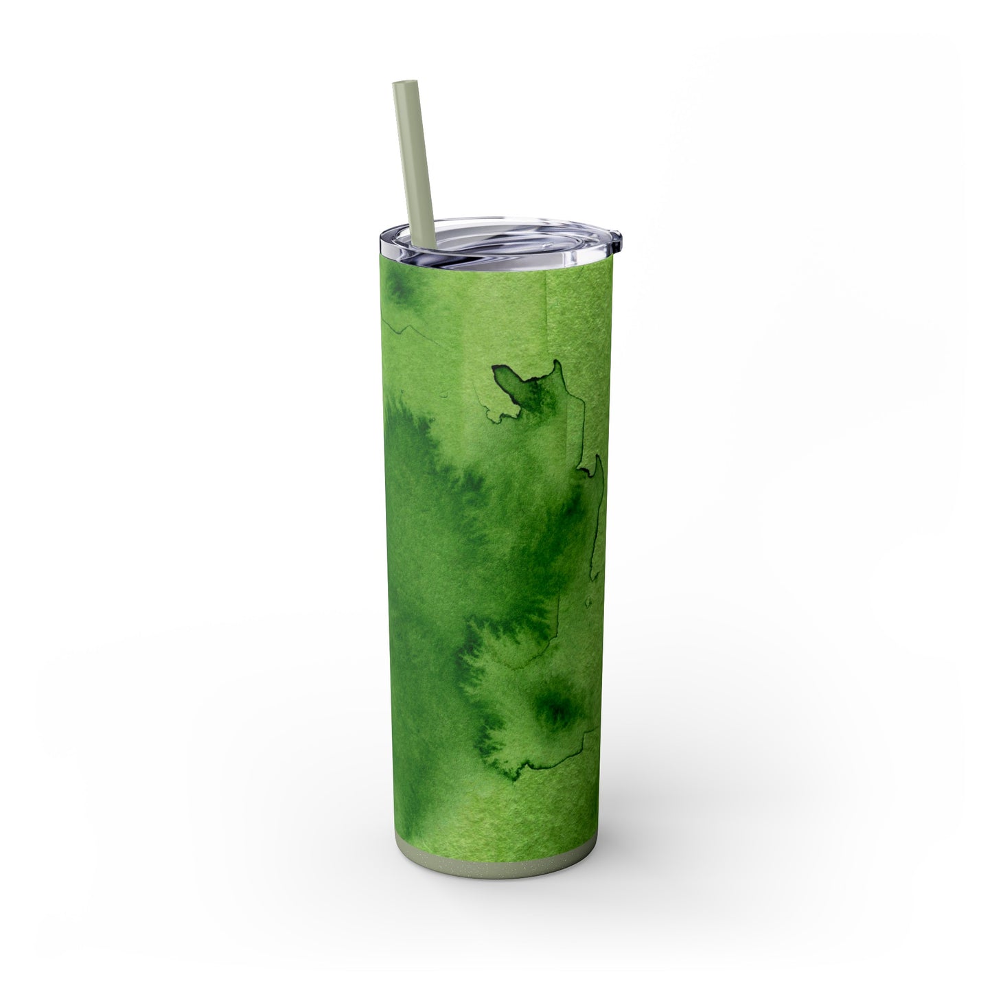 St Patricks Day Green Skinny Tumbler with Straw, 20oz
