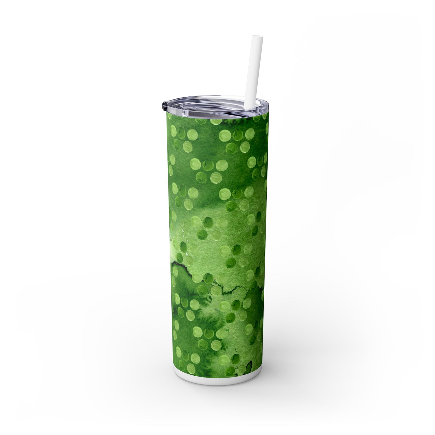 St Patricks Day Polka Dots Skinny Tumbler with Straw, 20oz