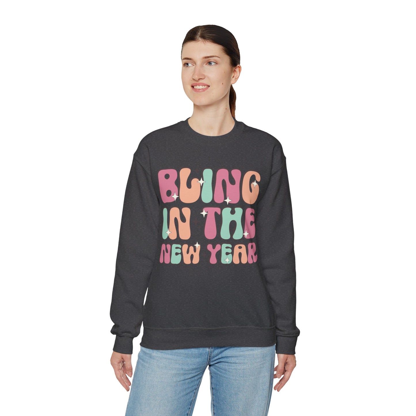 Happy New Year Sweatshirt, Retro New Year Shirt, 2025 Sweatshirt, New Year's Eve Shirt, Holiday Apparel, Trendy New Year 2025 Crewneck, Bling in the New Year