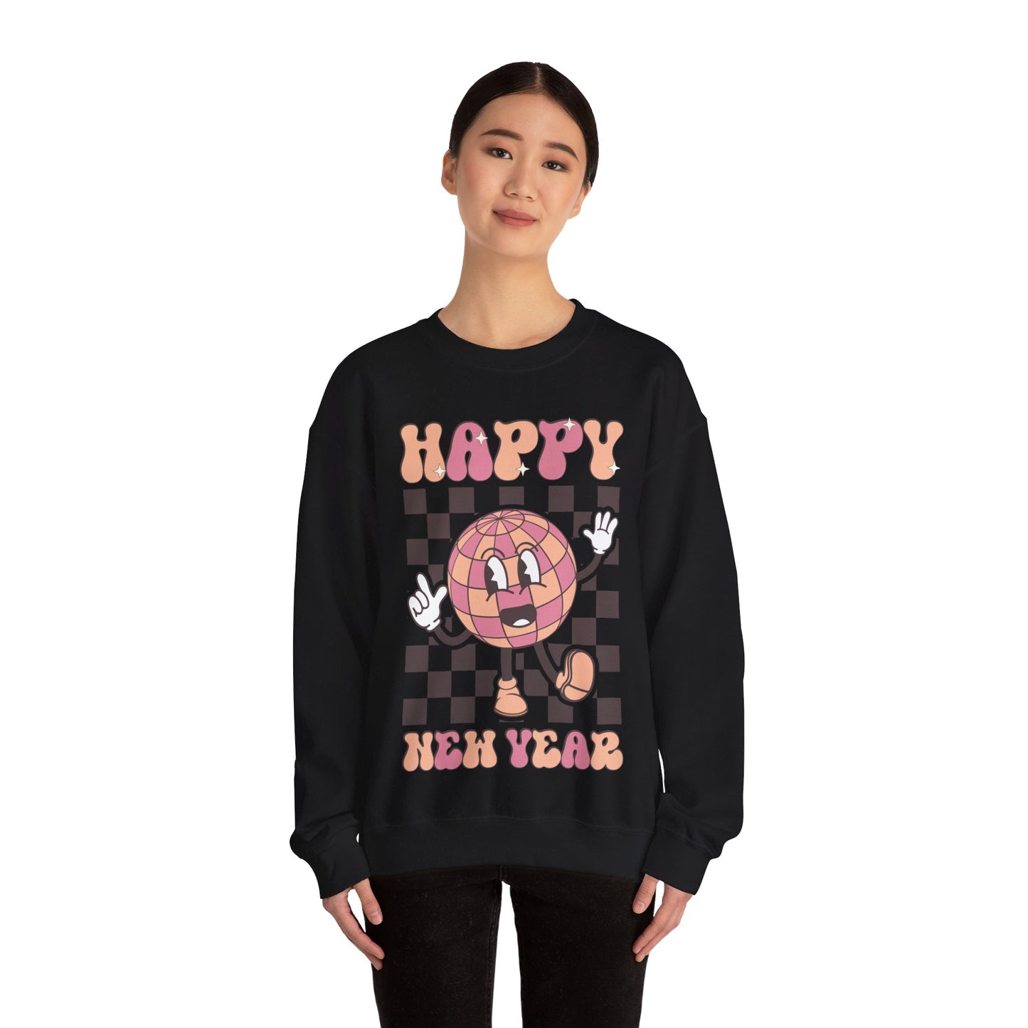 Happy New Year Sweatshirt, Retro New Year Shirt, 2025 Sweatshirt, New Year's Eve Shirt, Holiday Apparel, Trendy New Year 2025 Crewneck