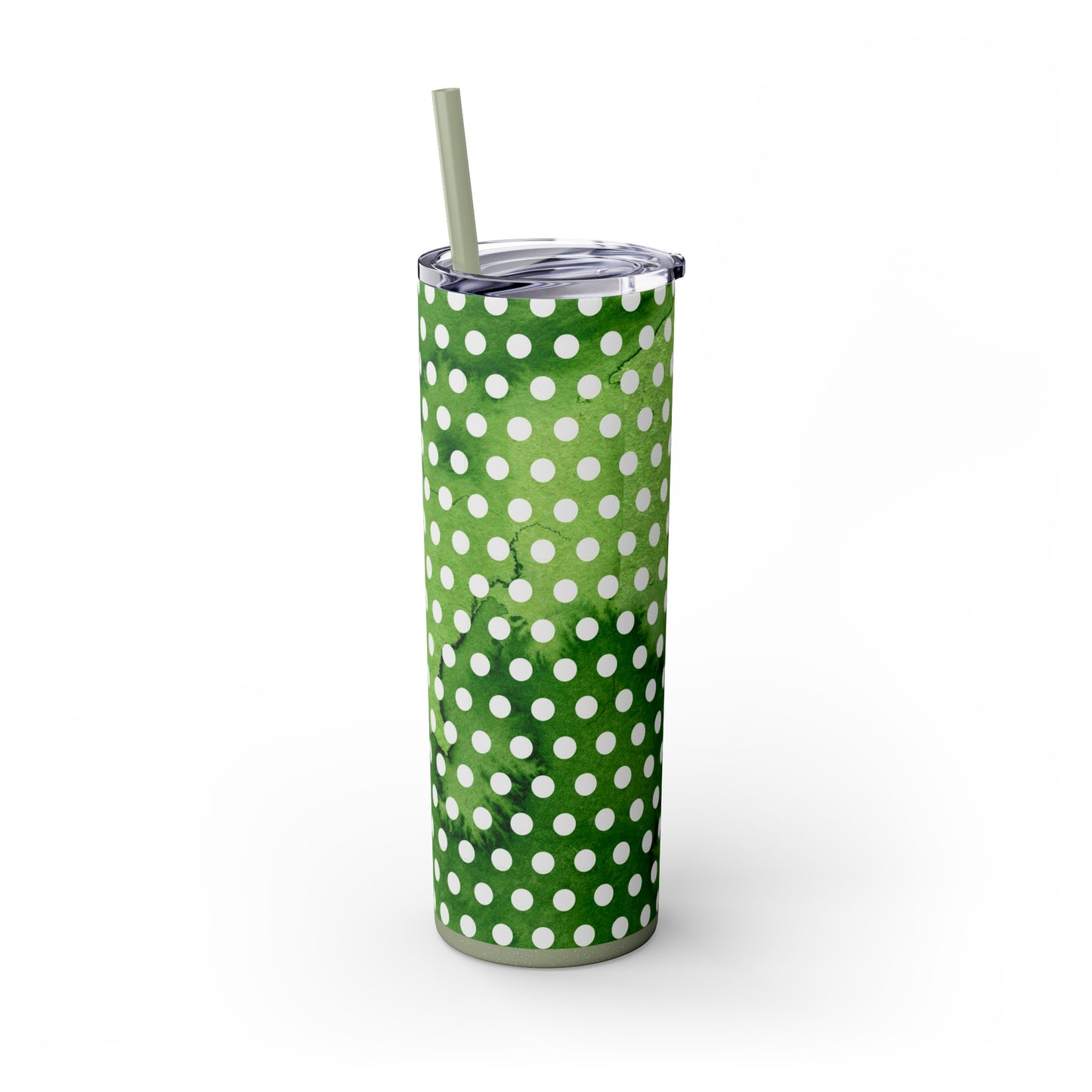 St Patricks Day Polka Dots Skinny Tumbler with Straw, 20oz