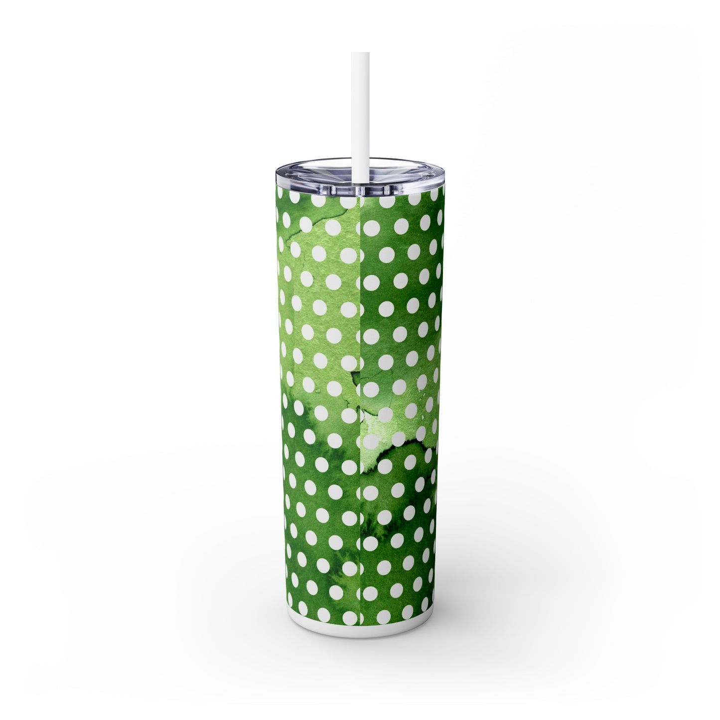 St Patricks Day Polka Dots Skinny Tumbler with Straw, 20oz