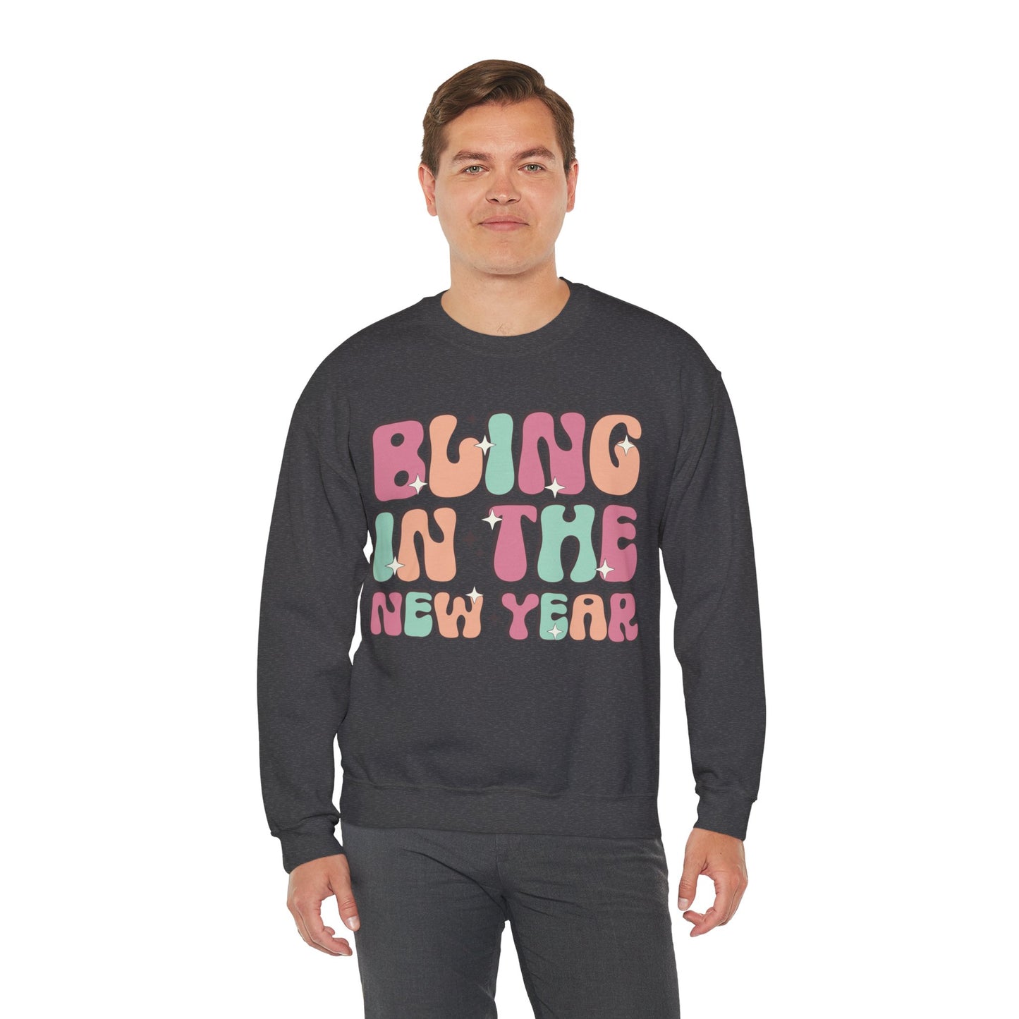 Happy New Year Sweatshirt, Retro New Year Shirt, 2025 Sweatshirt, New Year's Eve Shirt, Holiday Apparel, Trendy New Year 2025 Crewneck, Bling in the New Year