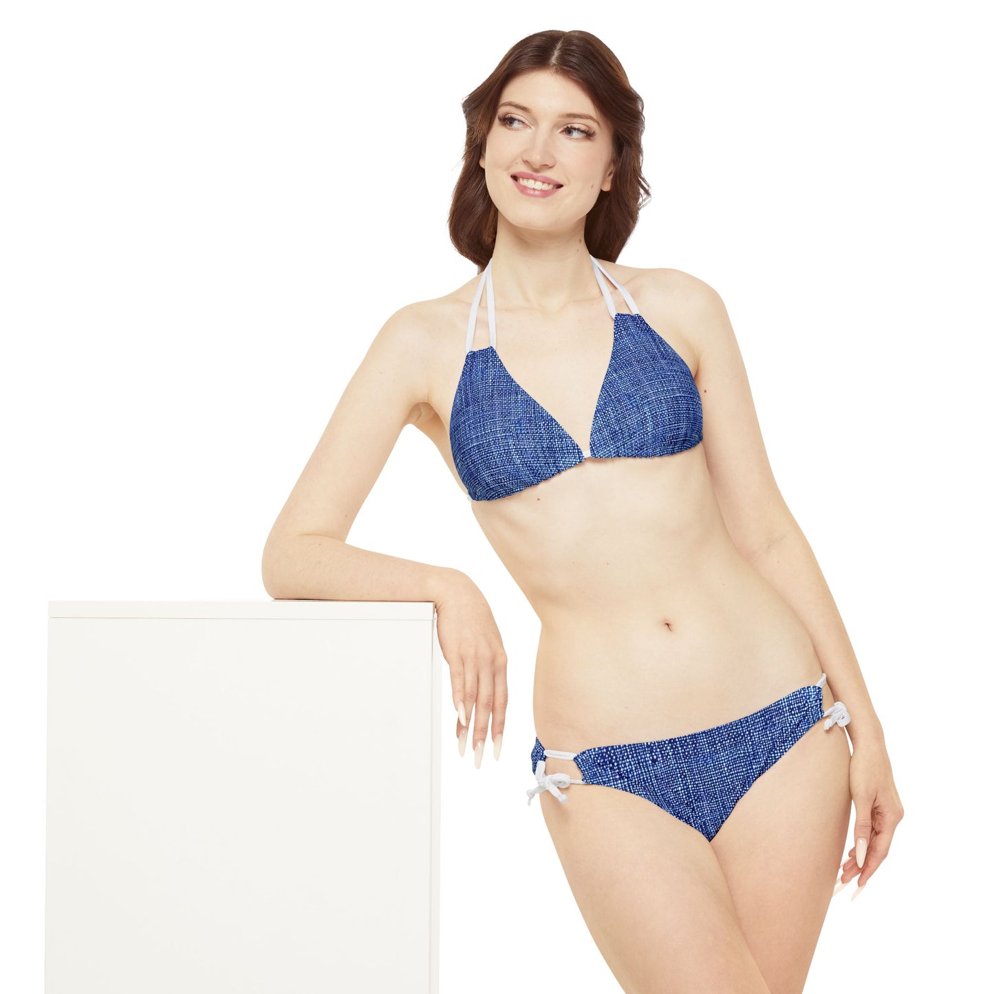 Denim Look Bikini, Denim Pattern Bikini, 2 Piece Denim Look Bikini, Strappy Bikini Set