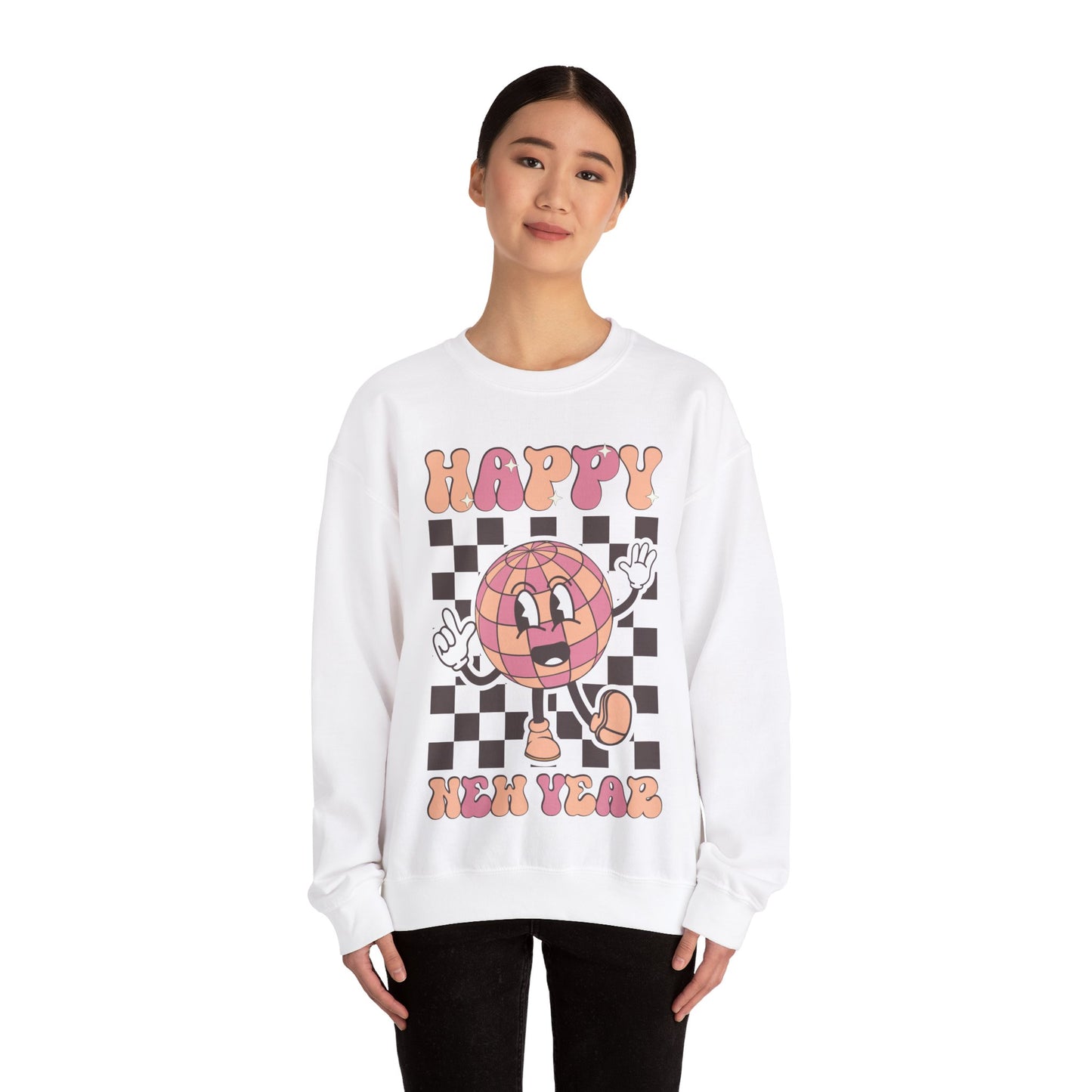Happy New Year Sweatshirt, Retro New Year Shirt, 2025 Sweatshirt, New Year's Eve Shirt, Holiday Apparel, Trendy New Year 2025 Crewneck