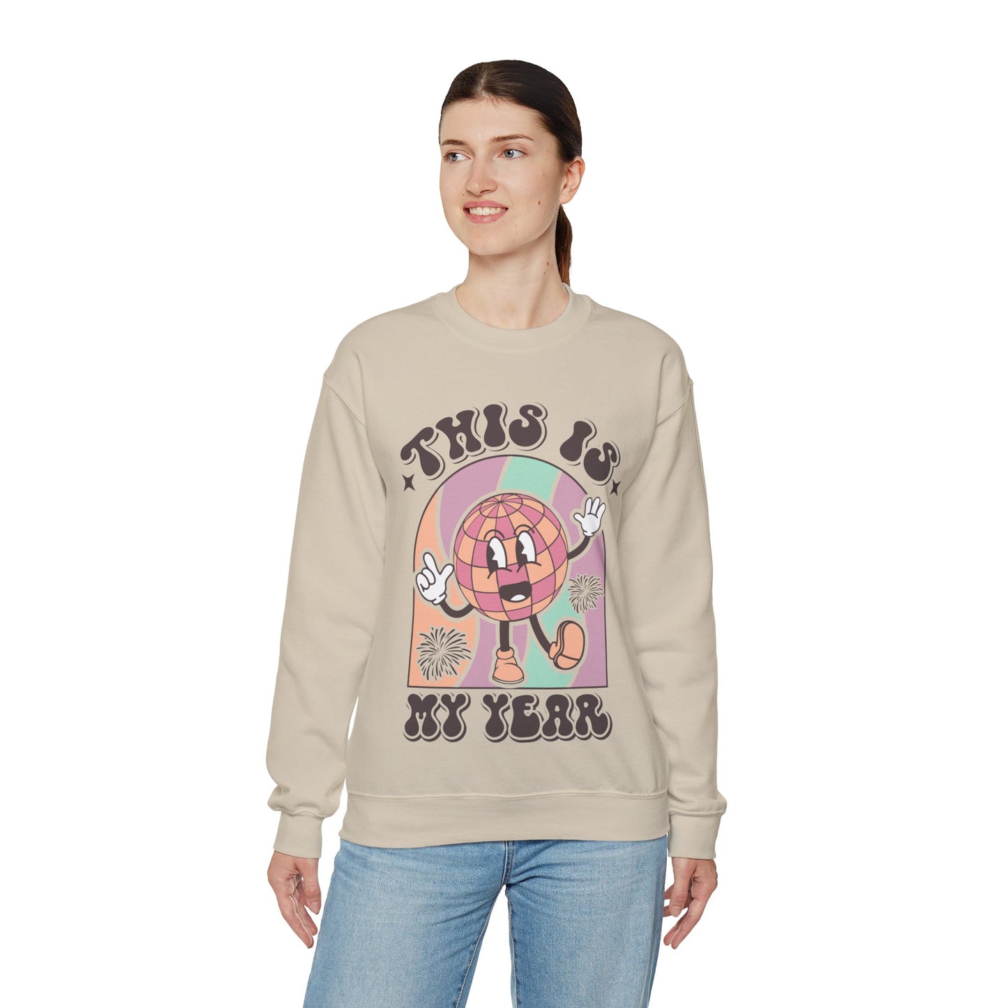 Happy New Year Sweatshirt, Retro New Year Shirt, 2025 Sweatshirt, New Year's Eve Shirt, Holiday Apparel, Trendy New Year 2025 Crewneck, This is My Year