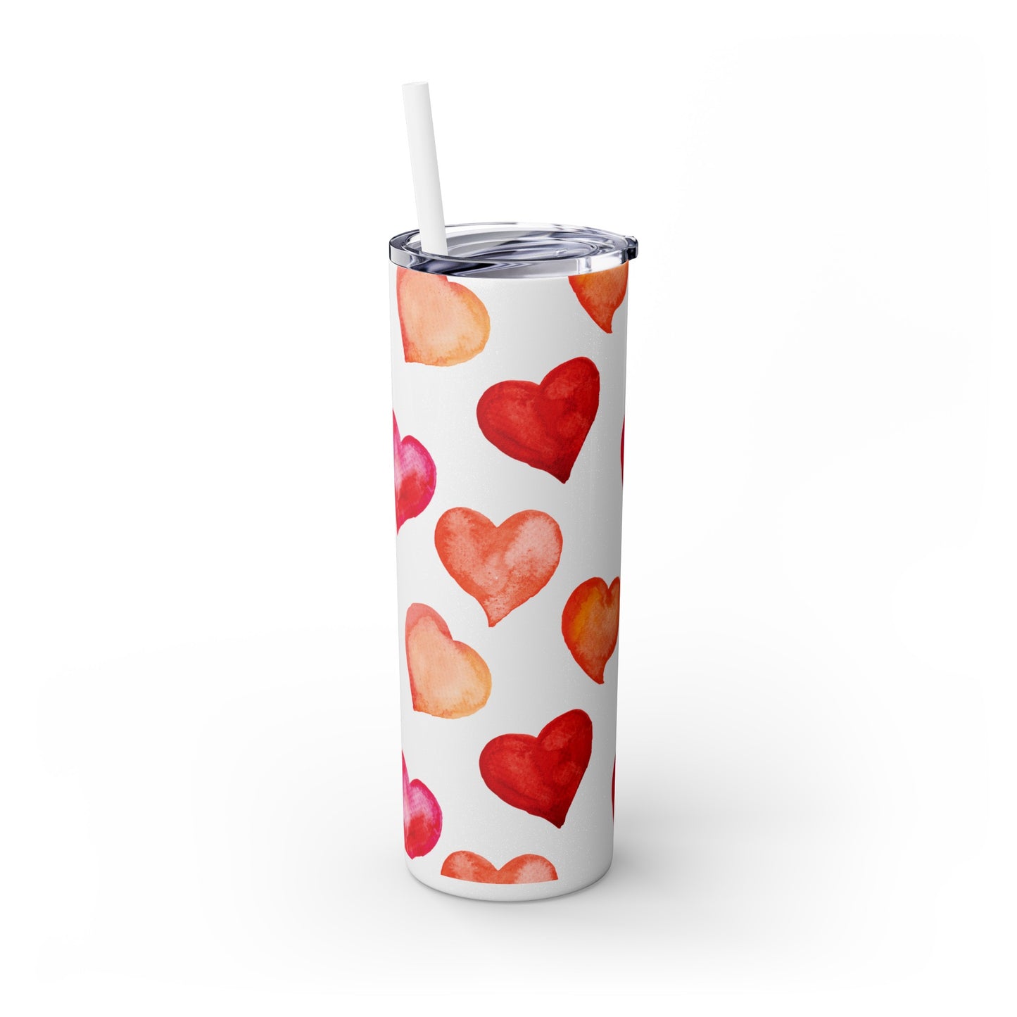 Valentine's Hearts Skinny Tumbler with Straw, 20oz