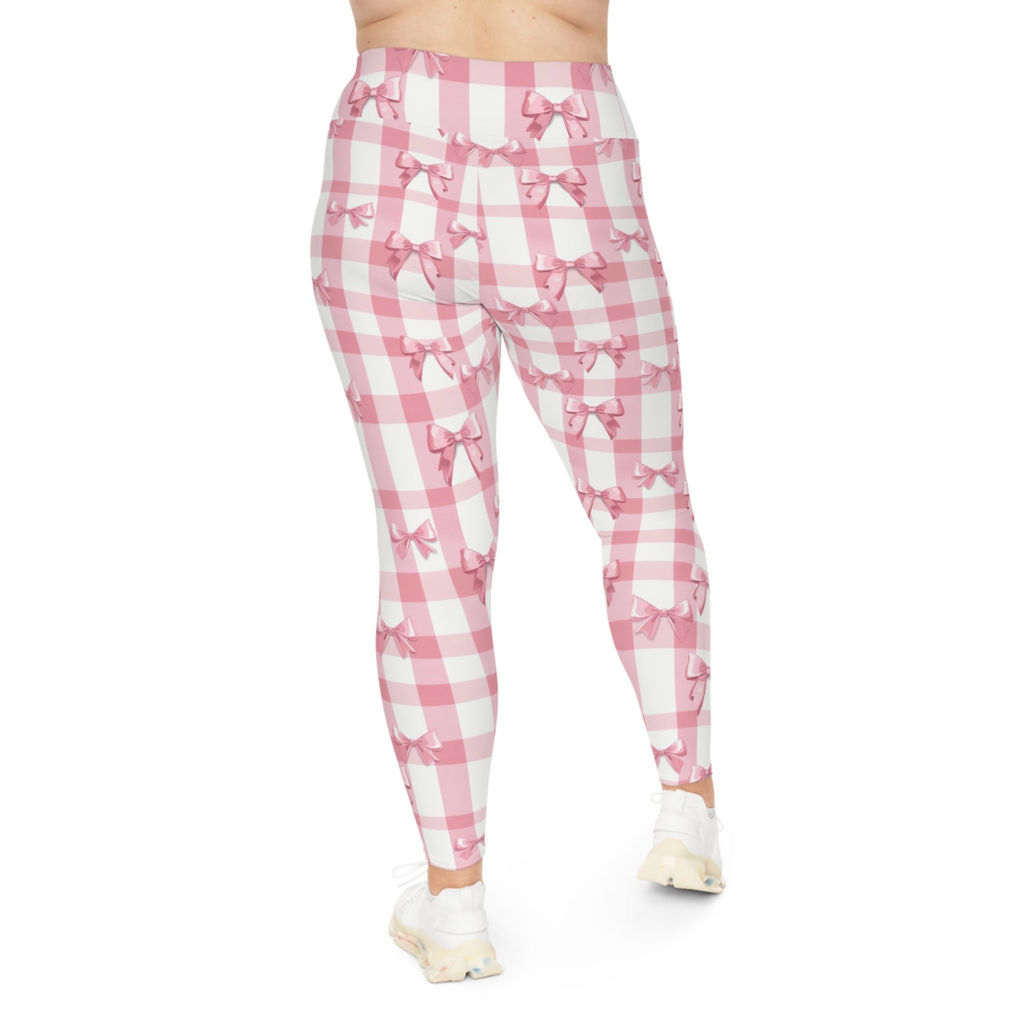 Pink Coquette Bow Leggings, Coquette Plus Size Leggings, Coquette Bows Leggings, Plus Size Leggings