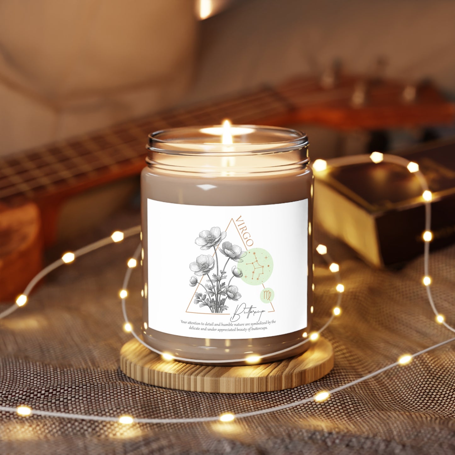 Virgo Candle, Zodiac Candle, Birth Flower Buttercup Candle, Scented Candles, 9oz
