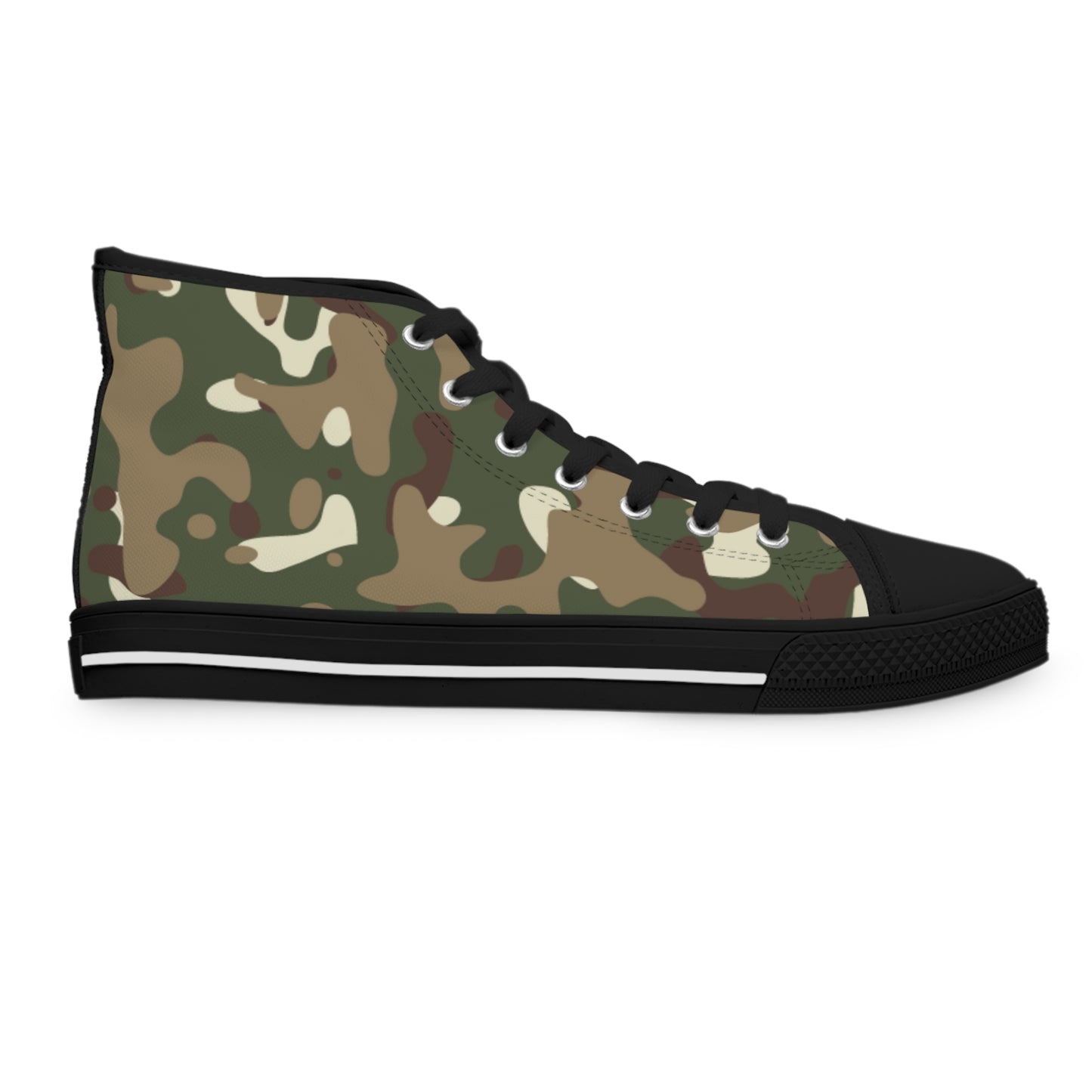 Camouflage Print Sneakers, High Top Camo Sneakers, Camo Print Shoes, Sneakers, Women's High-Top Sneakers