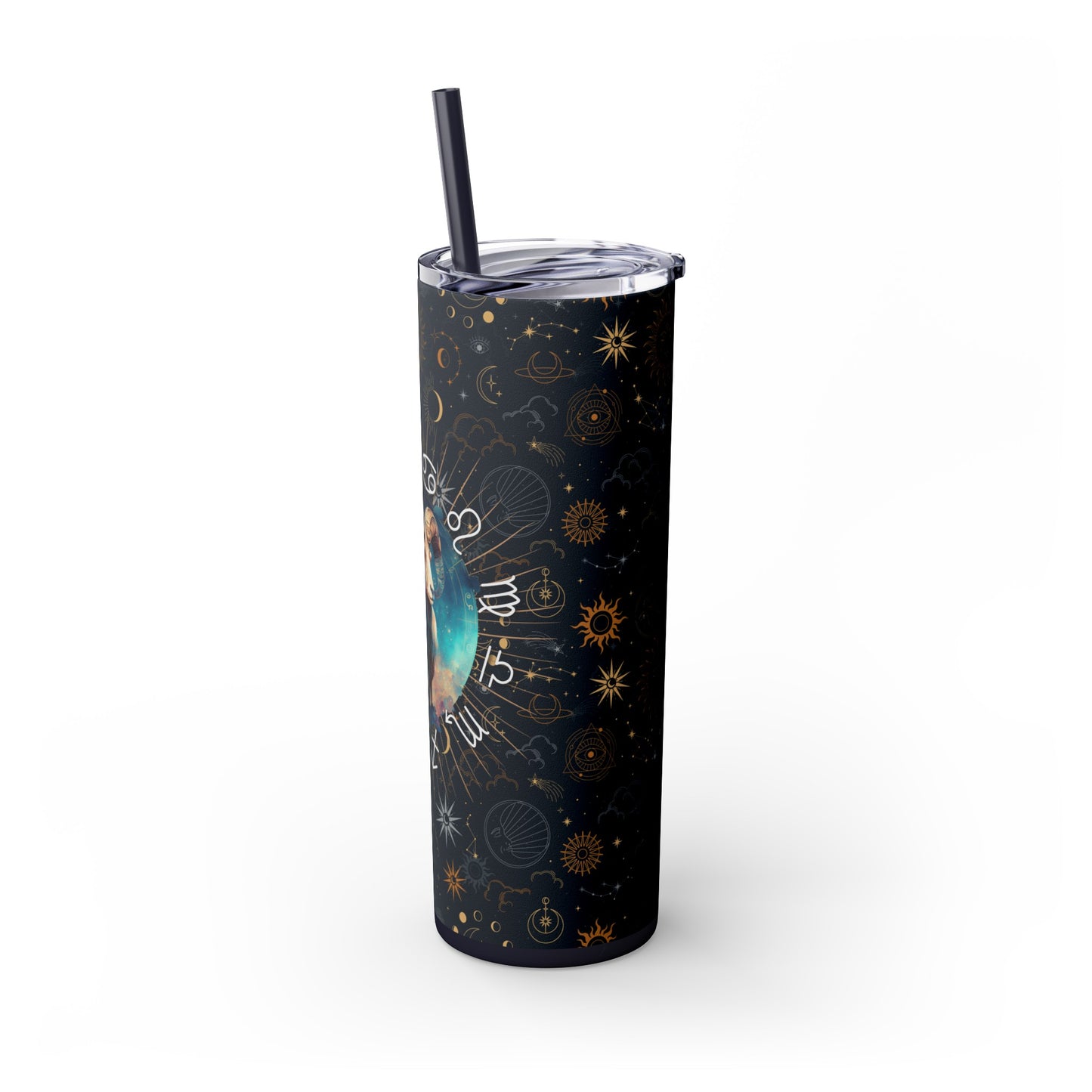 Aries Zodiac Skinny Tumbler with Straw Astrology Insulated Mug Bridesmaids Gift Bachelorette Party Favor Birthday Gift