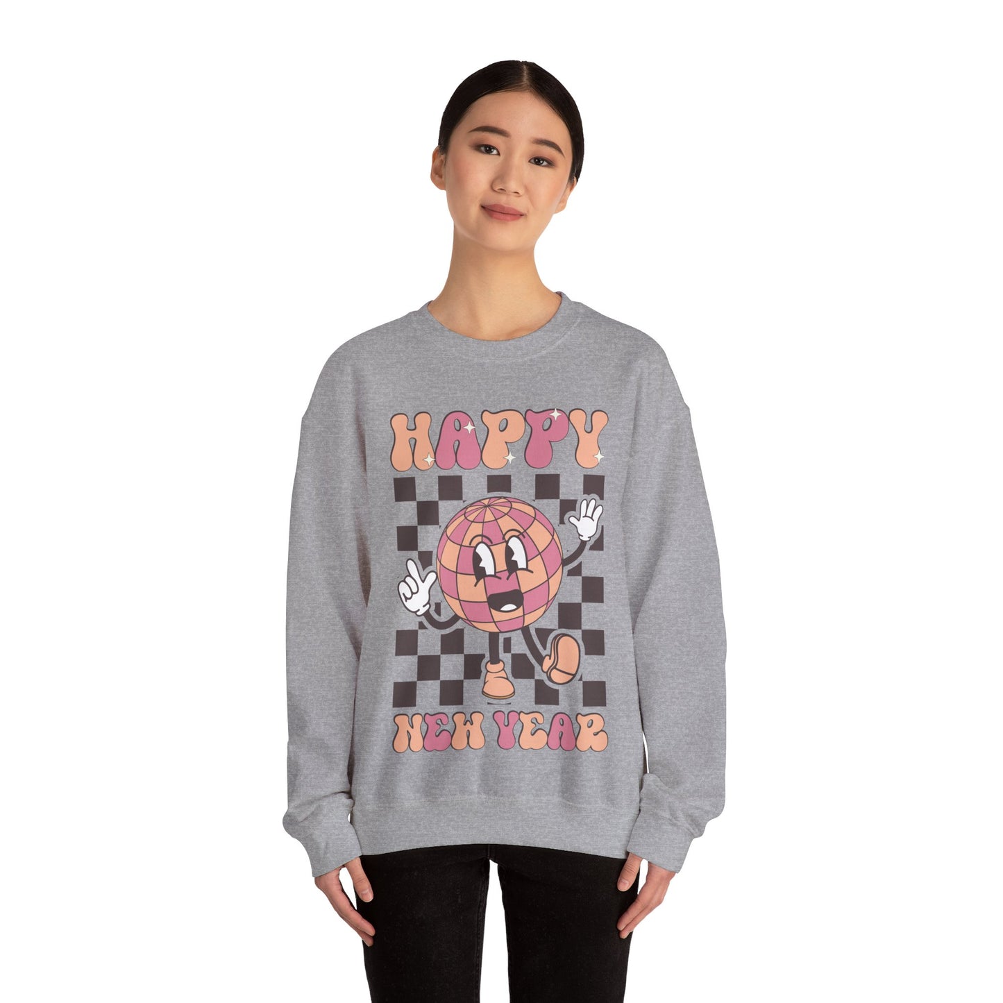 Happy New Year Sweatshirt, Retro New Year Shirt, 2025 Sweatshirt, New Year's Eve Shirt, Holiday Apparel, Trendy New Year 2025 Crewneck