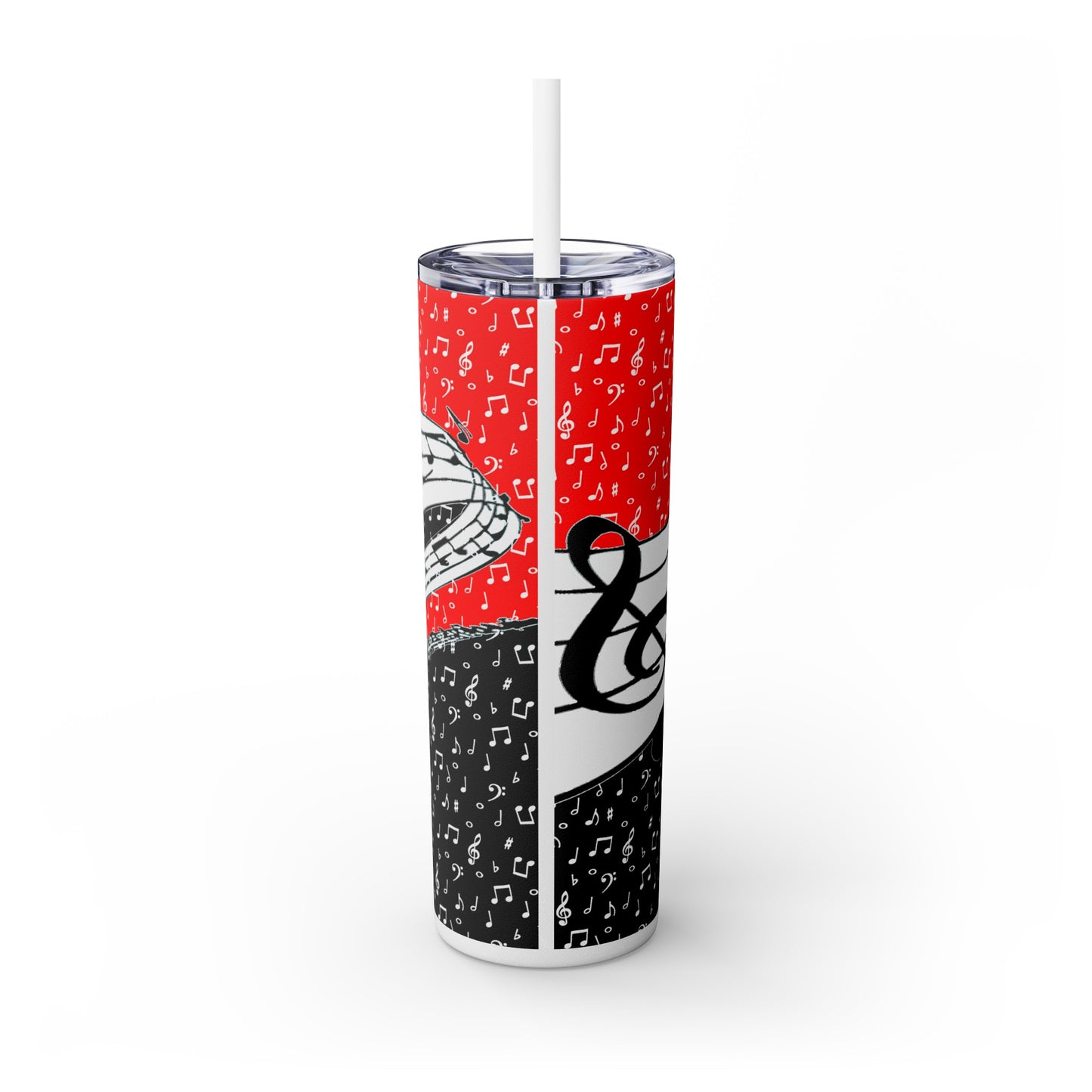 Musical Notes Skinny Tumbler with Straw, 20oz