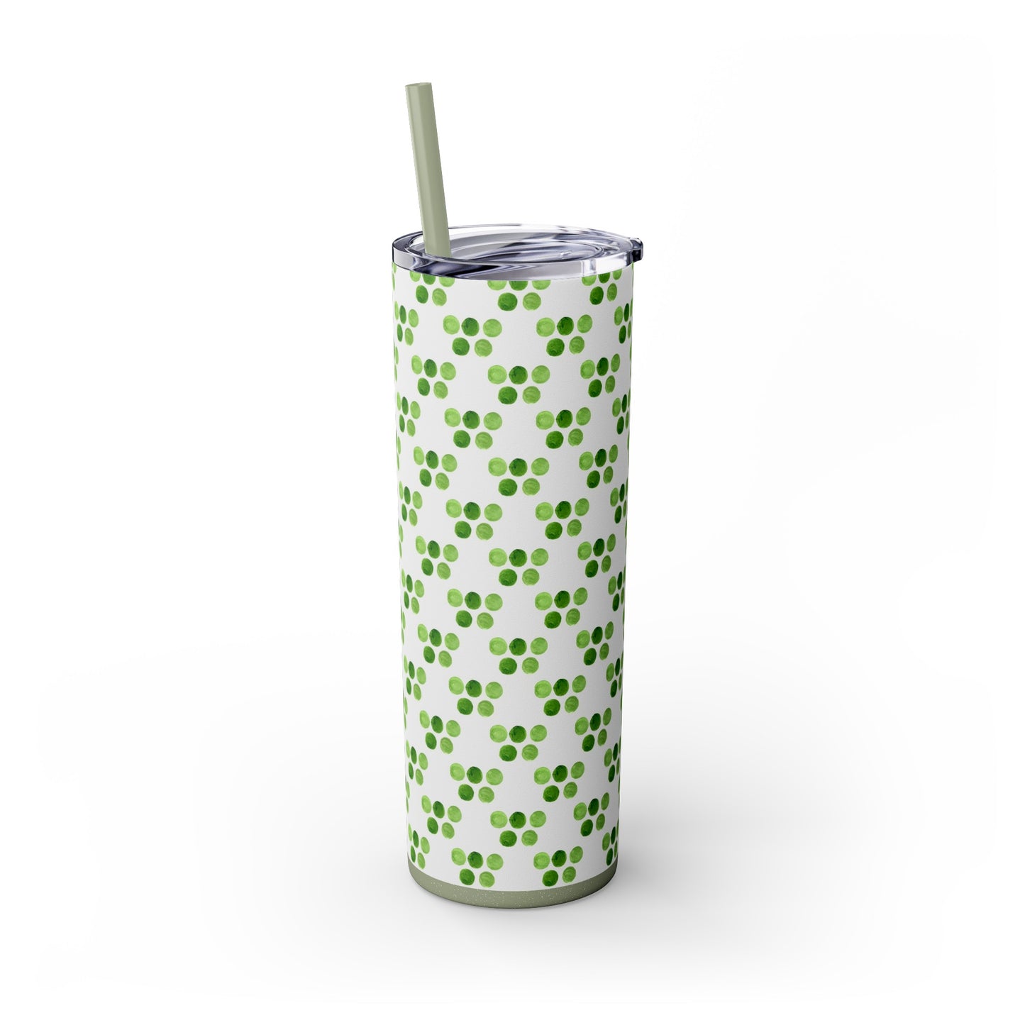 St Patricks Day Polka Dots Skinny Tumbler with Straw, 20oz
