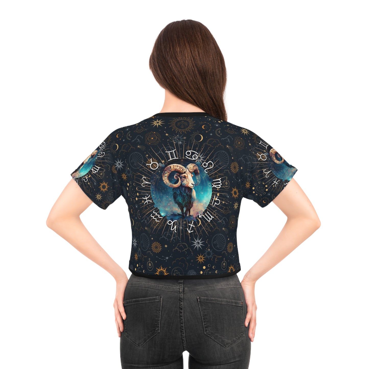 Aries women's crop top, Aries activewear, Aries Zodiac Sign, Ram, Aries Astrological, Aries Gift, Aries zodiac tee, Crop Tee, star sign crop