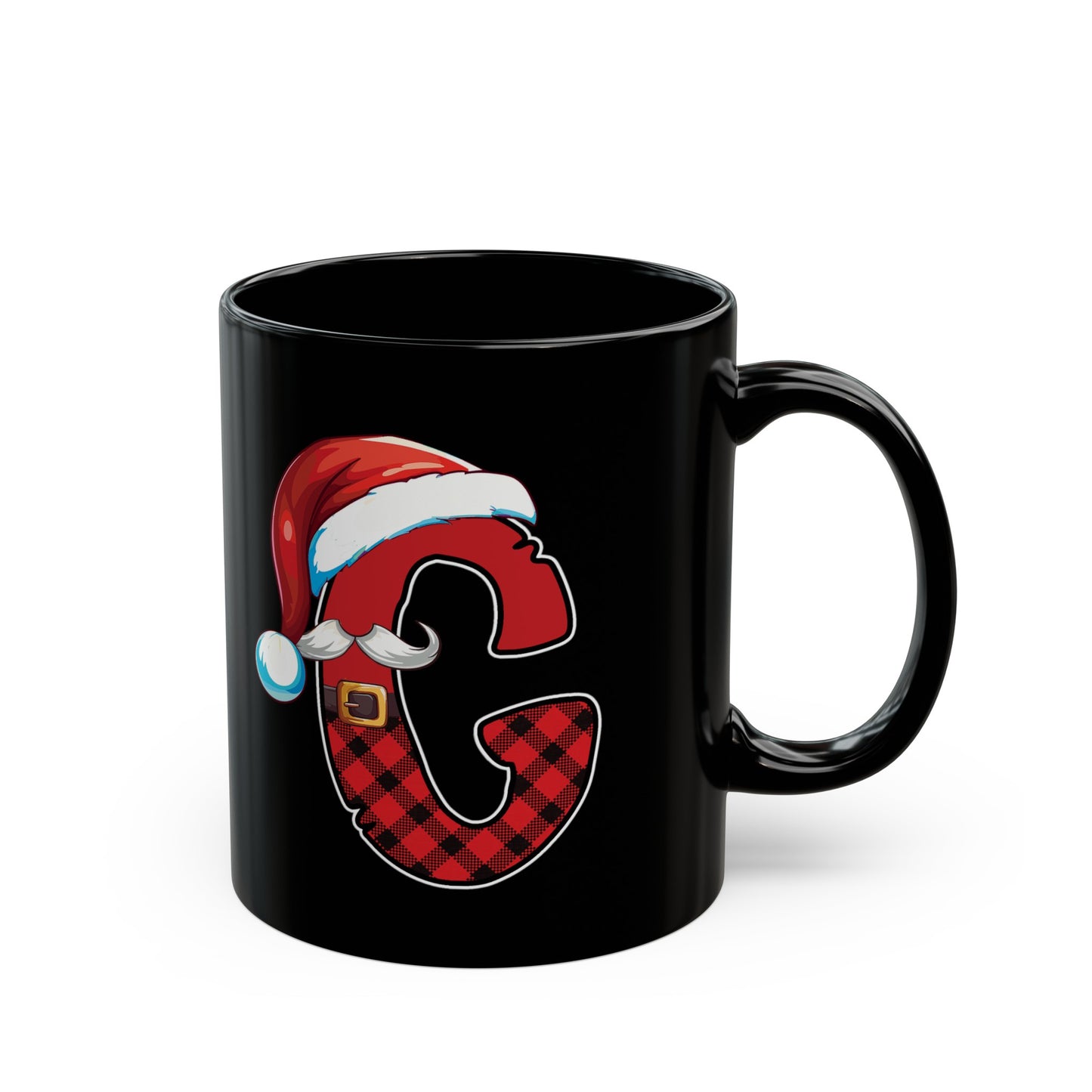 G Santa Initial 11oz Black Mug