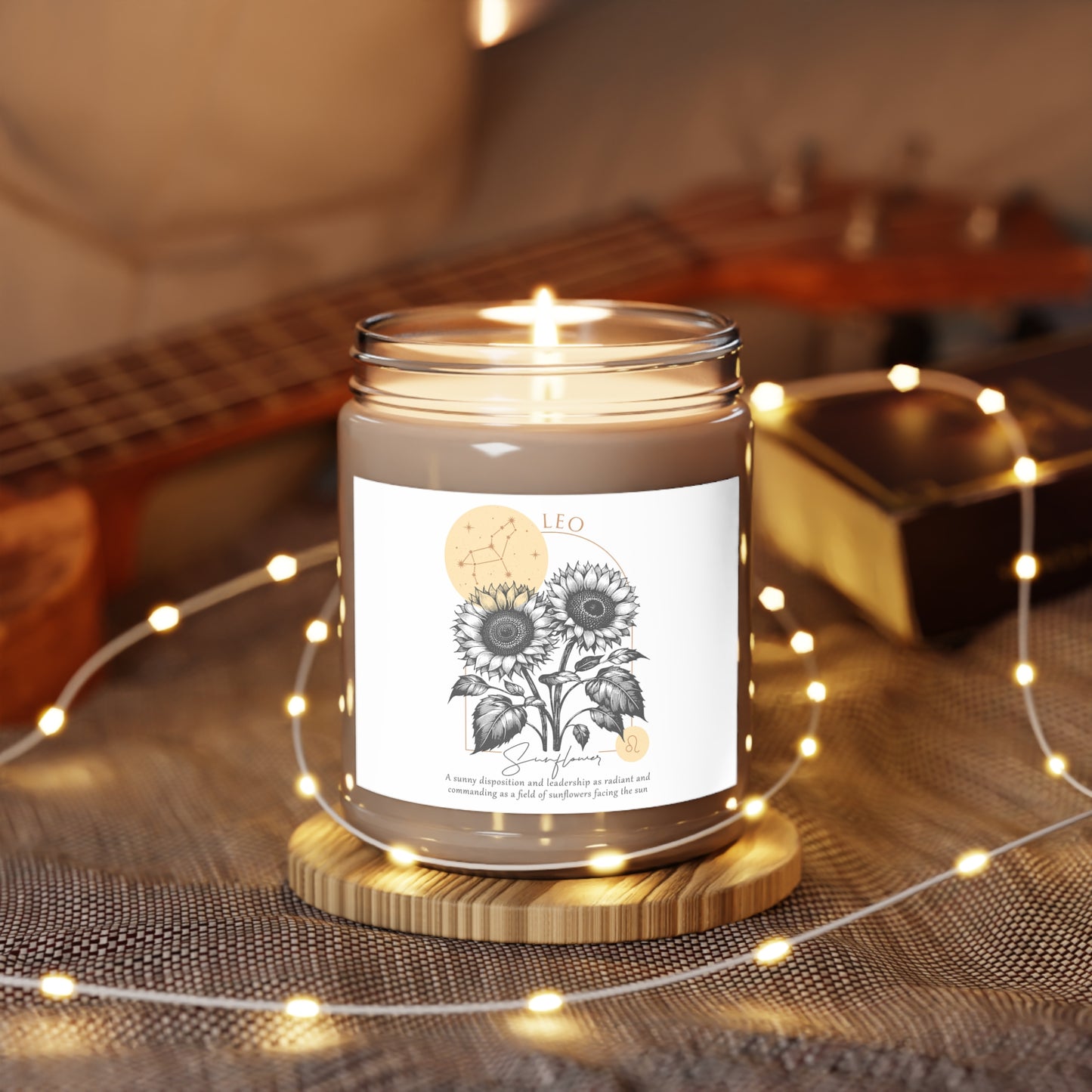 Leo Candle, Zodiac Candle, Birth Flower Sunflower Candle, Scented Candles, 9oz