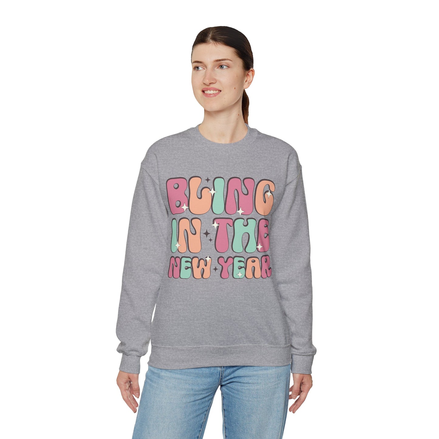 Happy New Year Sweatshirt, Retro New Year Shirt, 2025 Sweatshirt, New Year's Eve Shirt, Holiday Apparel, Trendy New Year 2025 Crewneck, Bling in the New Year