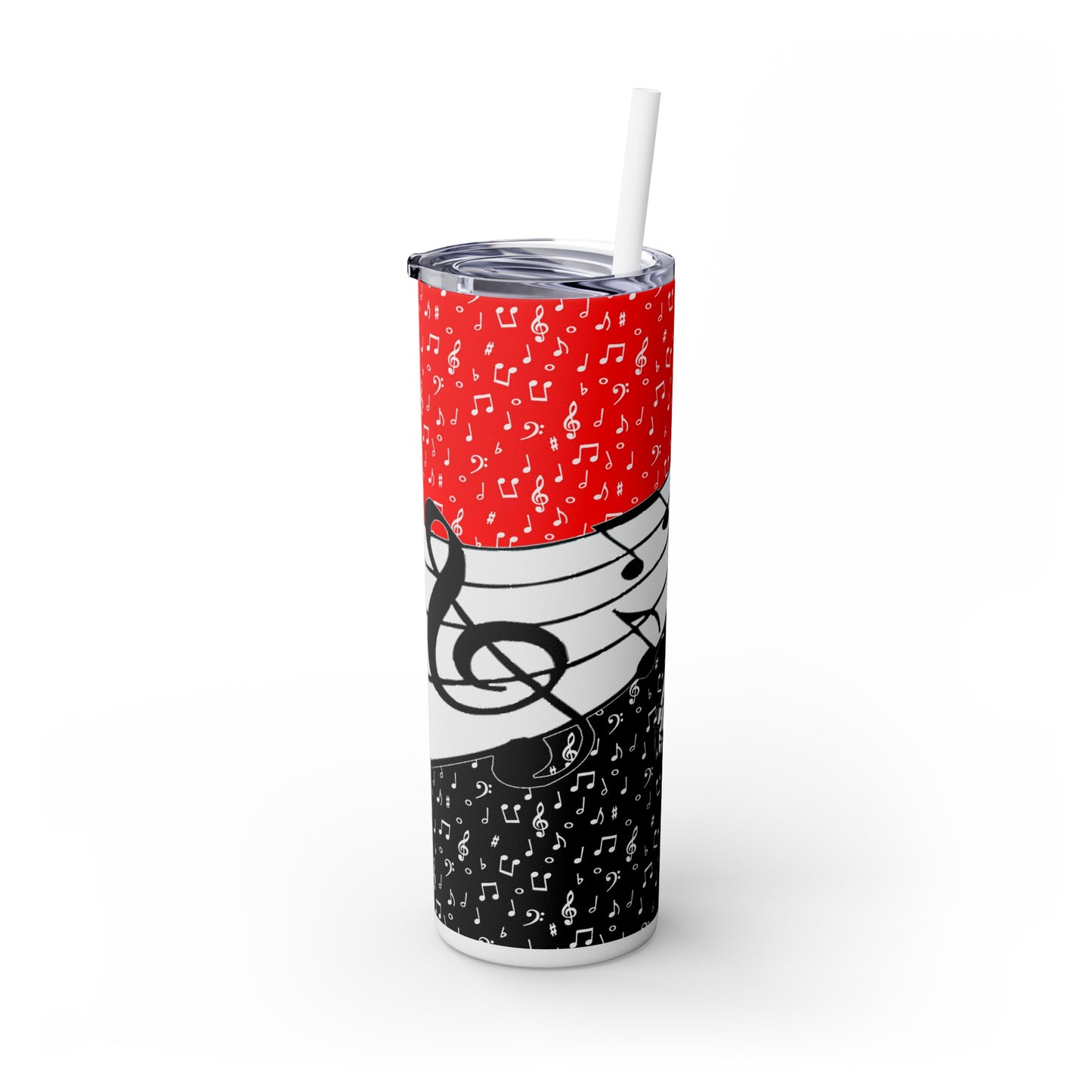 Musical Notes Skinny Tumbler with Straw, 20oz