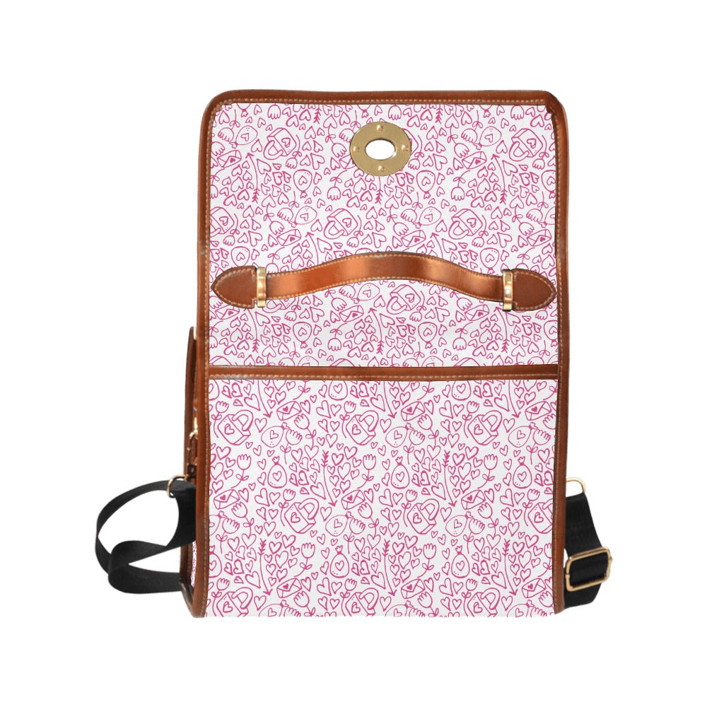 Line Art Hearts & Locks Handbag