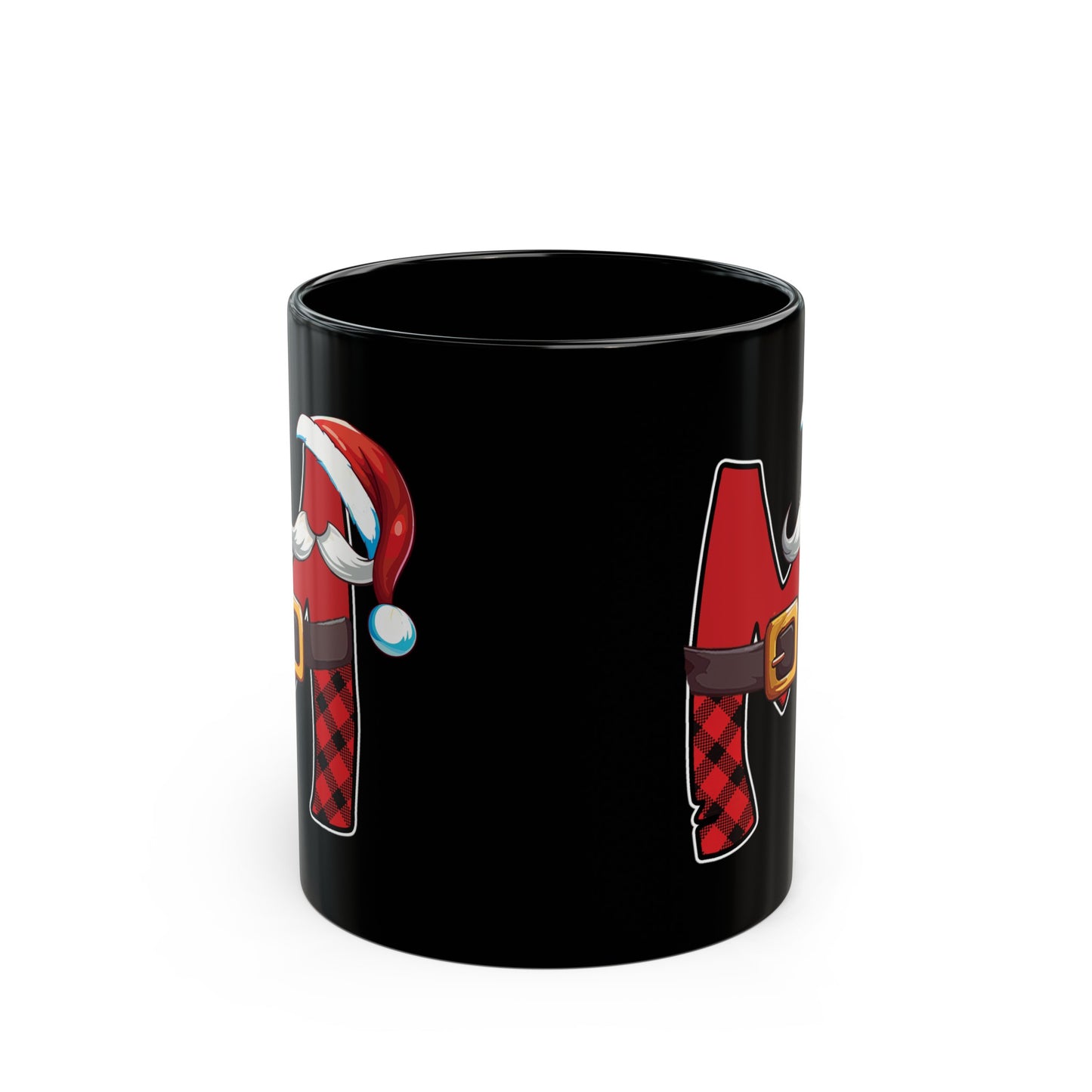 M Santa Initial 11oz Black Mug