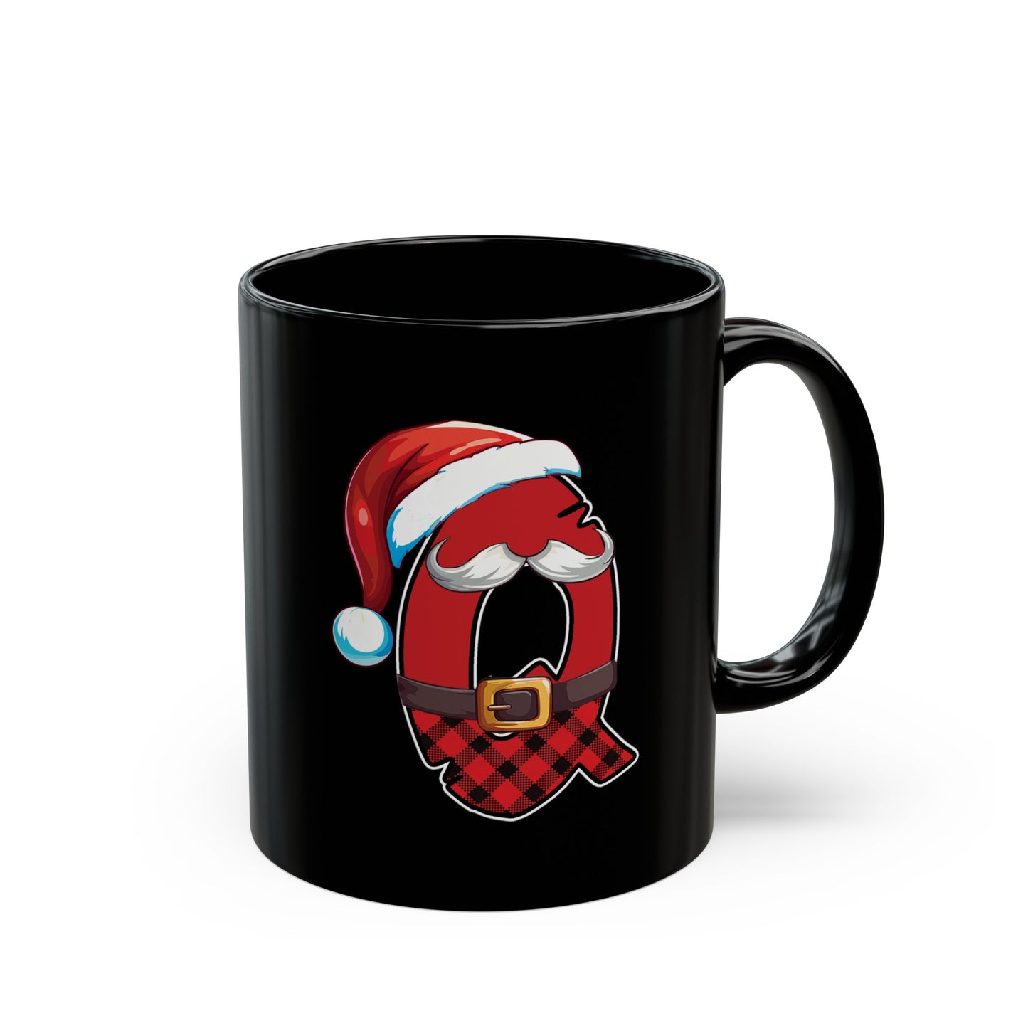 Q Santa Initial 11oz Black Mug