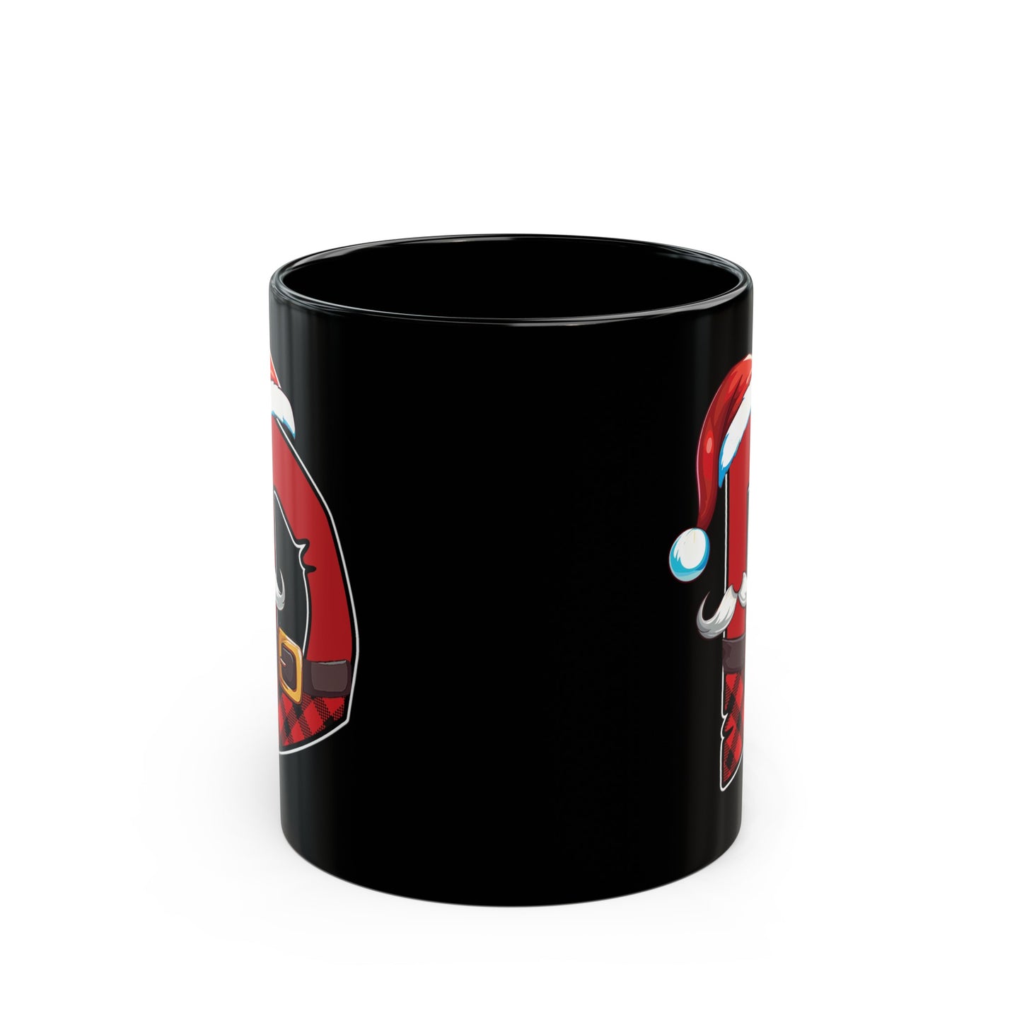 D Santa Initial 11oz Black Mug