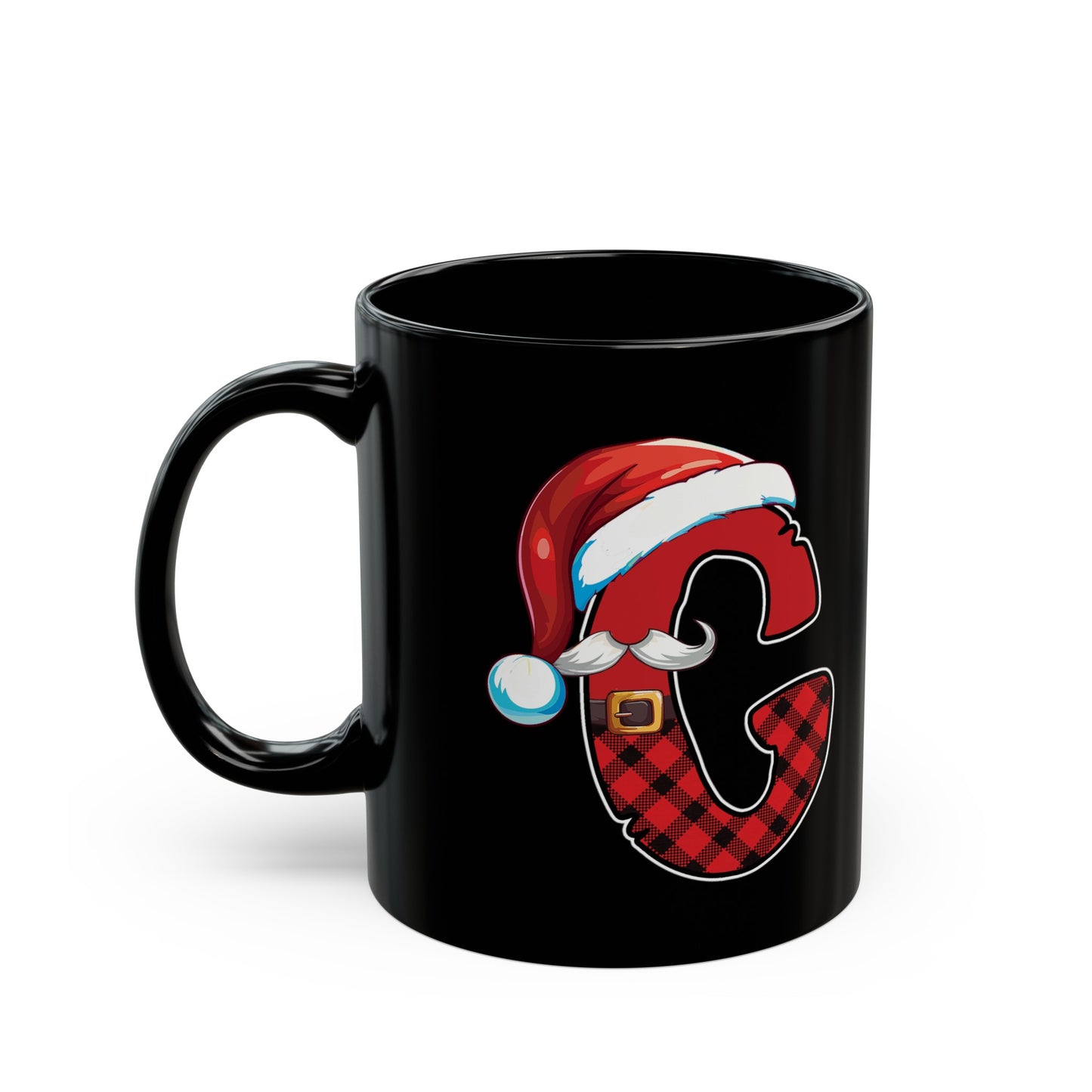 G Santa Initial 11oz Black Mug