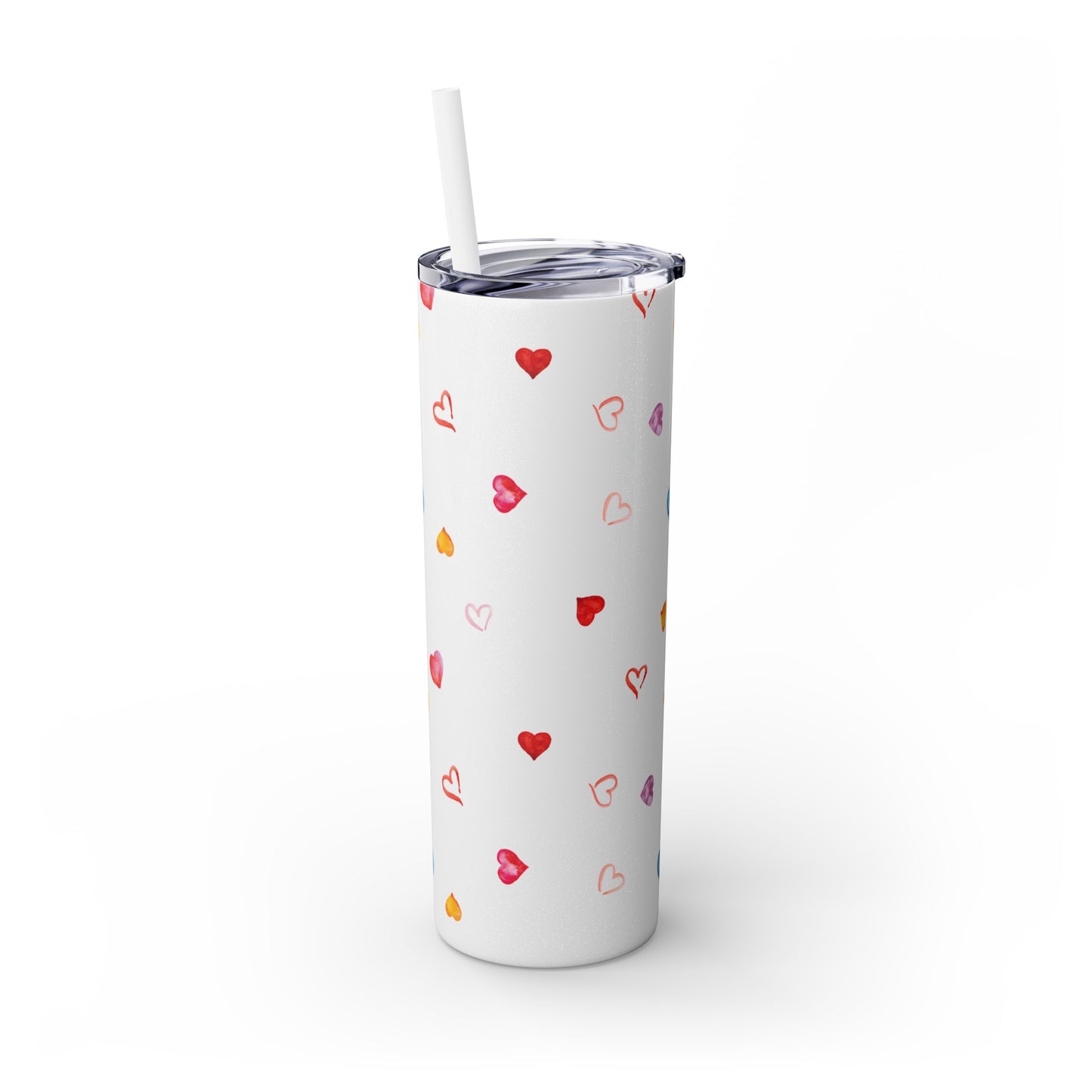 Valentine's Hearts Skinny Tumbler with Straw, 20oz