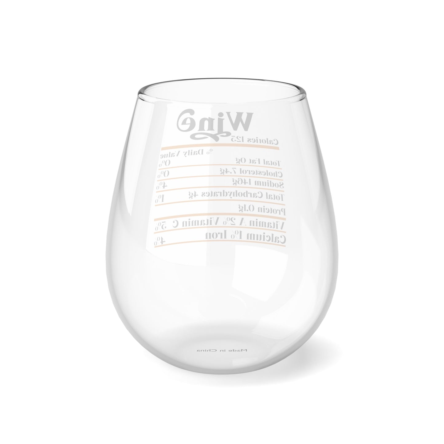 Wine Calories Stemless Wine Glass, 11.75oz