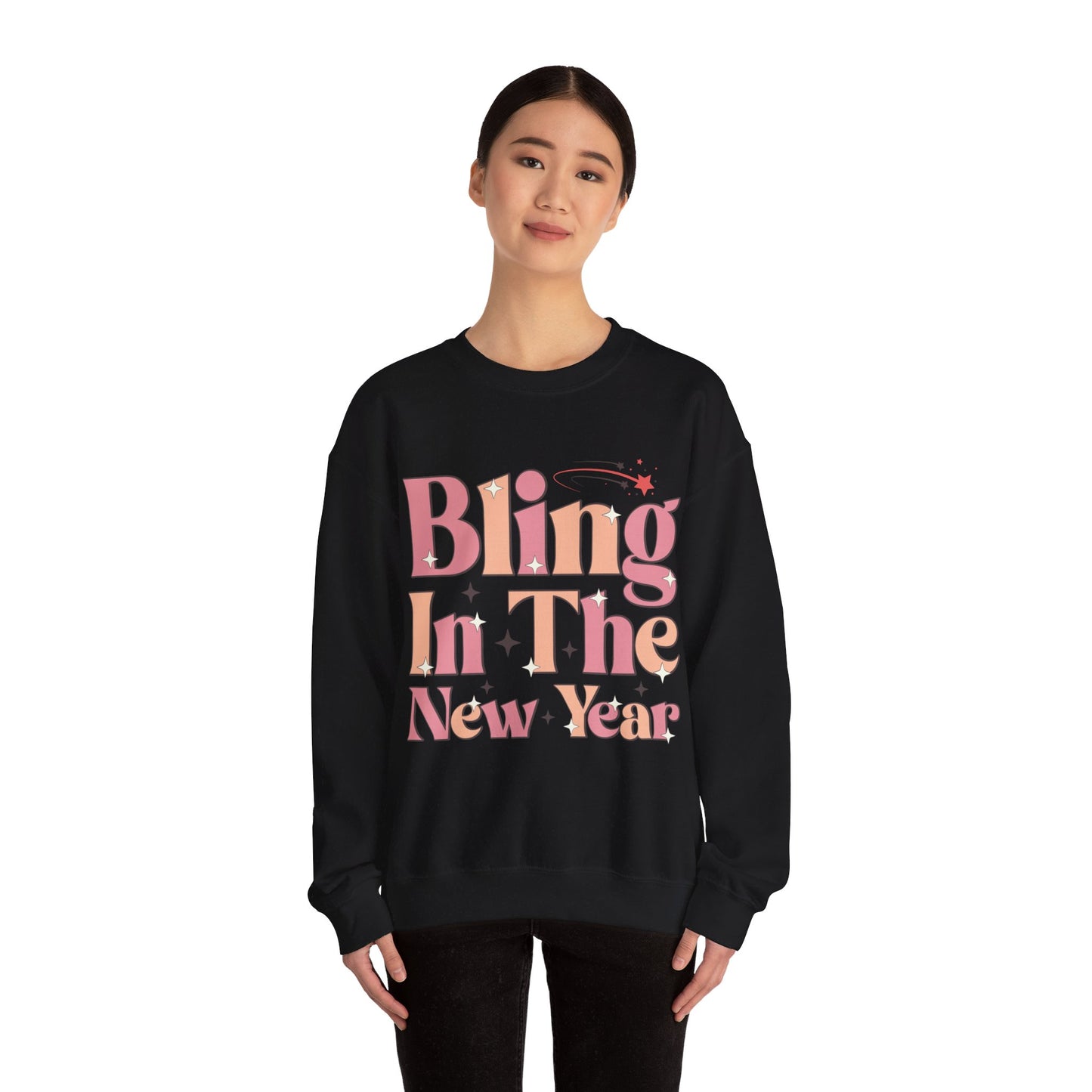 Happy New Year Sweatshirt, Retro New Year Shirt, 2025 Sweatshirt, New Year's Eve Shirt, Holiday Apparel, Trendy New Year 2025 Crewneck, Bling in the New Year