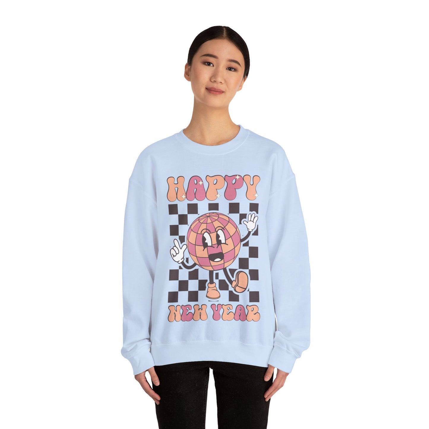Happy New Year Sweatshirt, Retro New Year Shirt, 2025 Sweatshirt, New Year's Eve Shirt, Holiday Apparel, Trendy New Year 2025 Crewneck