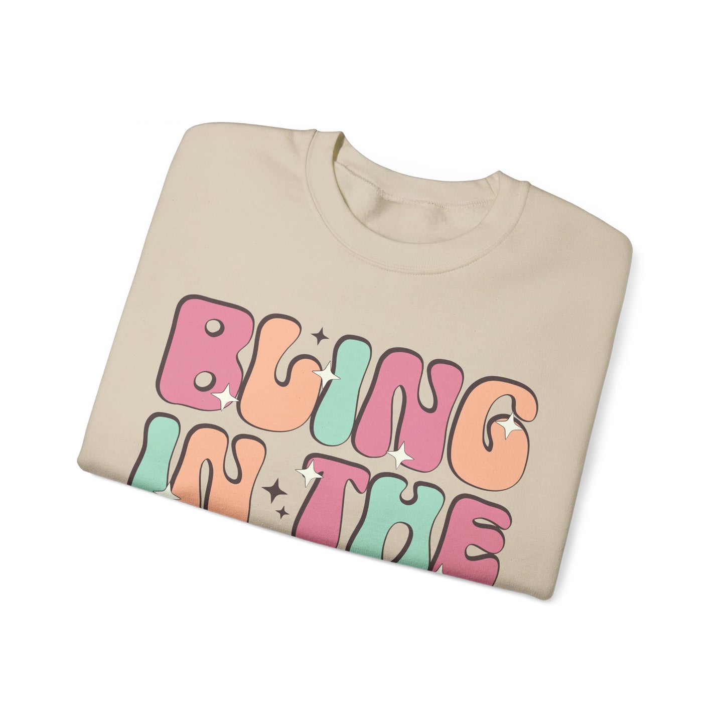 Happy New Year Sweatshirt, Retro New Year Shirt, 2025 Sweatshirt, New Year's Eve Shirt, Holiday Apparel, Trendy New Year 2025 Crewneck, Bling in the New Year