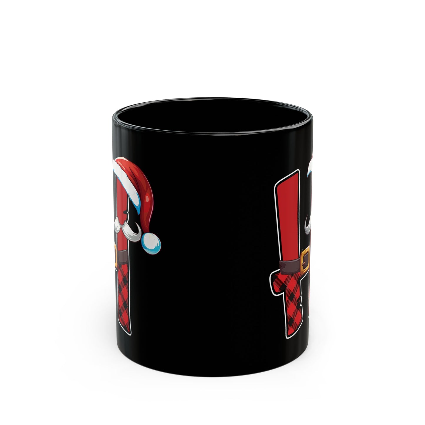 H Santa Initial 11oz Black Mug