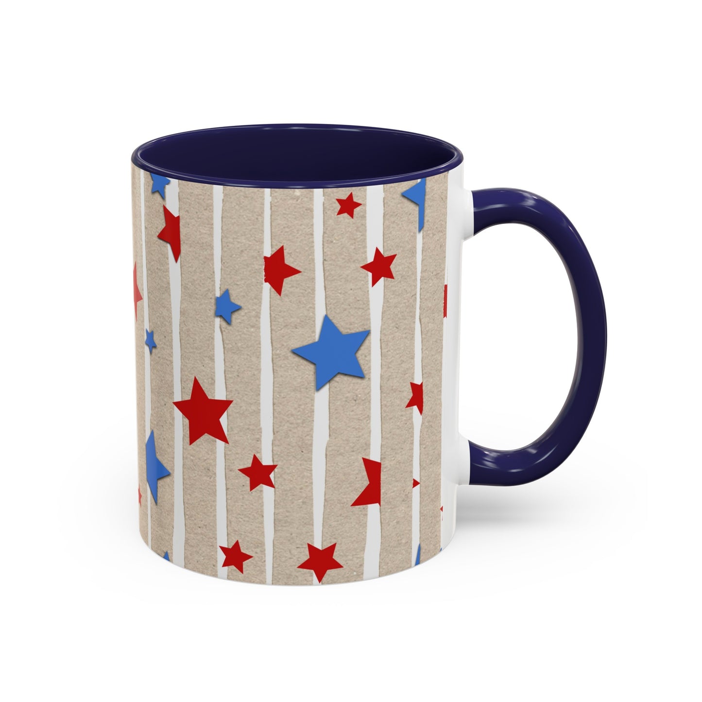 American Flag Stars & Stripes Themed Accent Coffee Mug, 11oz