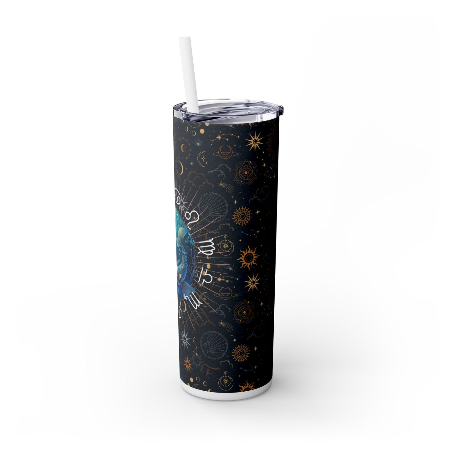 Pisces Zodiac Skinny Tumbler with Straw Astrology Insulated Mug Bridesmaids Gift Bachelorette Party Favor Birthday Gift