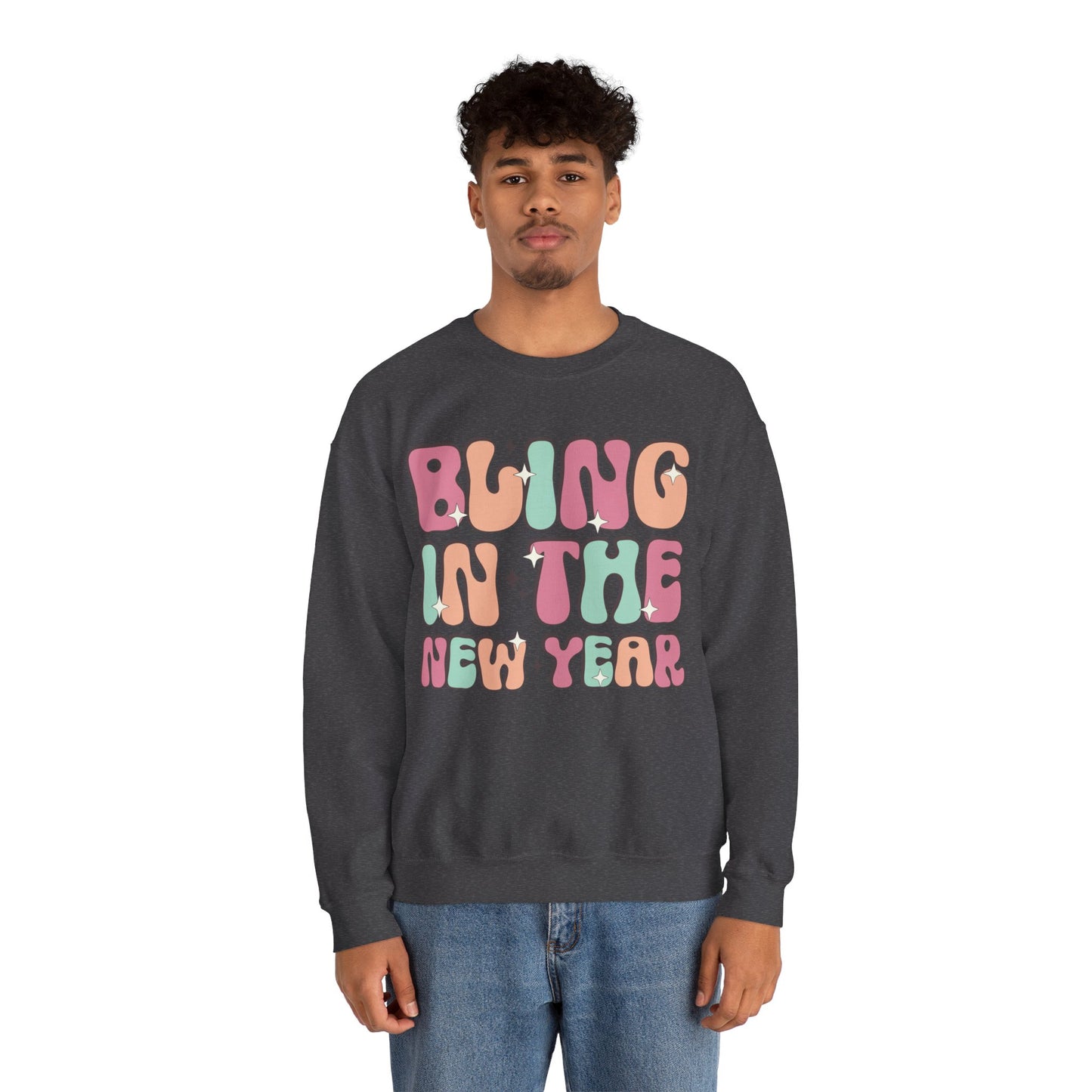 Happy New Year Sweatshirt, Retro New Year Shirt, 2025 Sweatshirt, New Year's Eve Shirt, Holiday Apparel, Trendy New Year 2025 Crewneck, Bling in the New Year