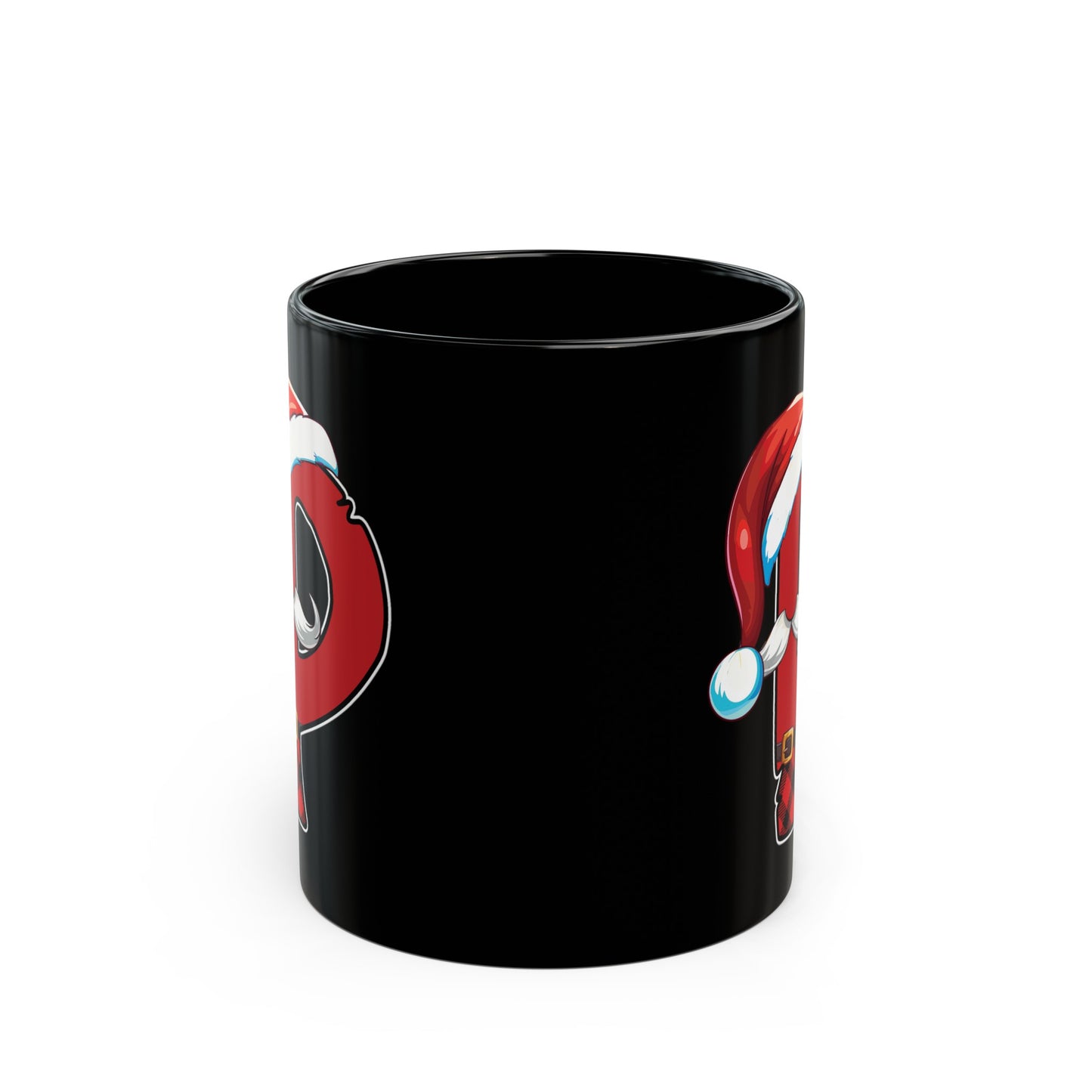 P Santa Initial 11oz Black Mug