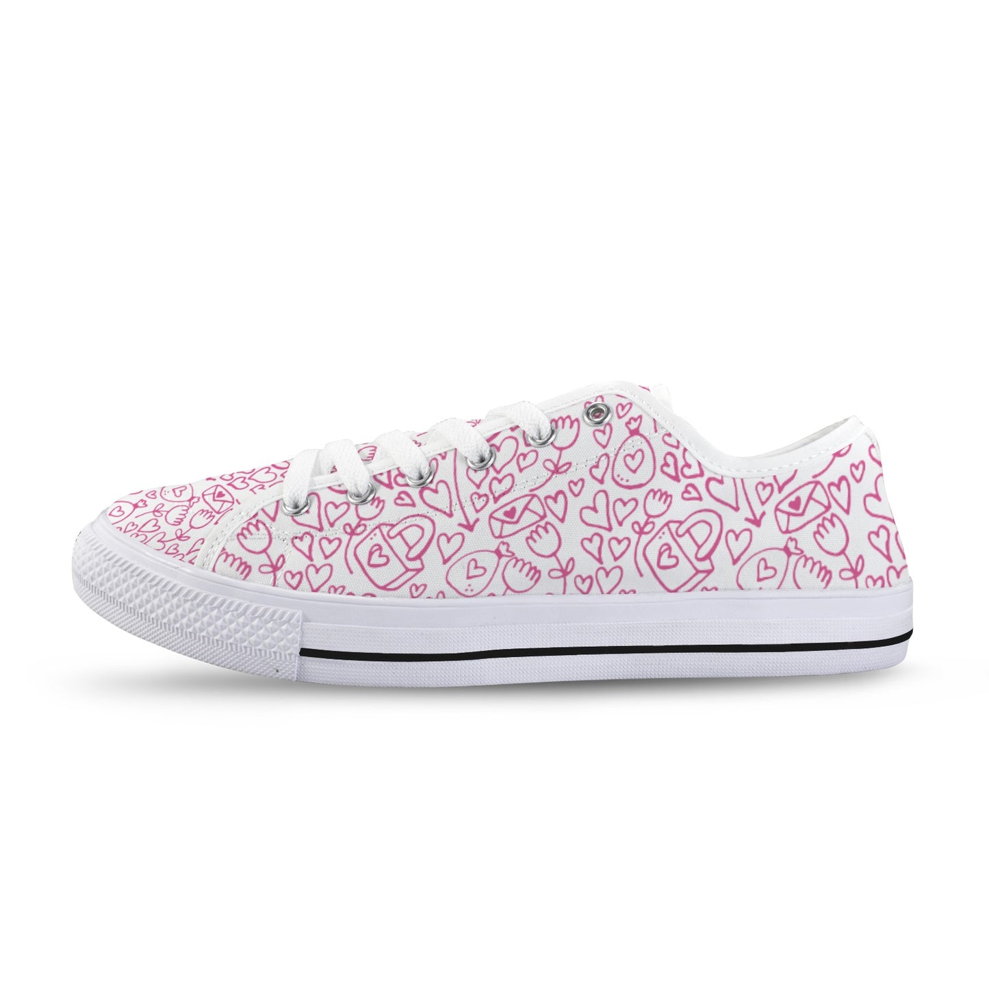 Line Art Hearts & Locks Sneakers