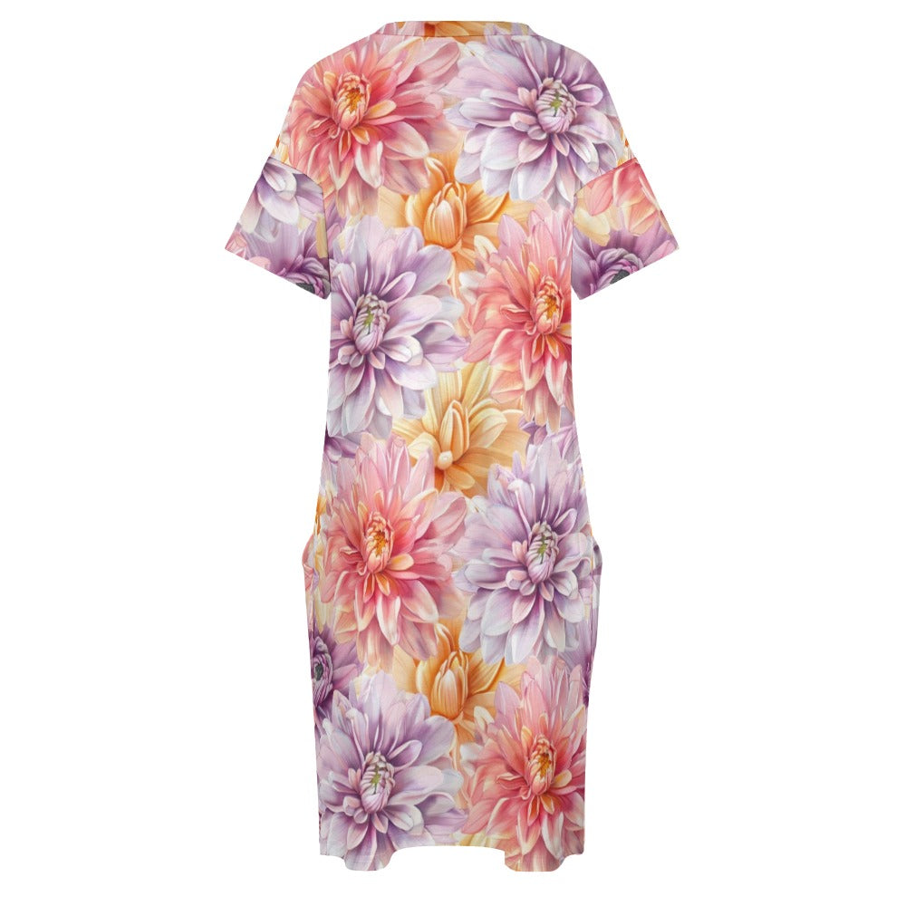 Chrysanthemum, November, Chrysanthemum Dress, November Birth Month, Small to Plus Size Dress, Birth Month Dress, Loose pocket dress