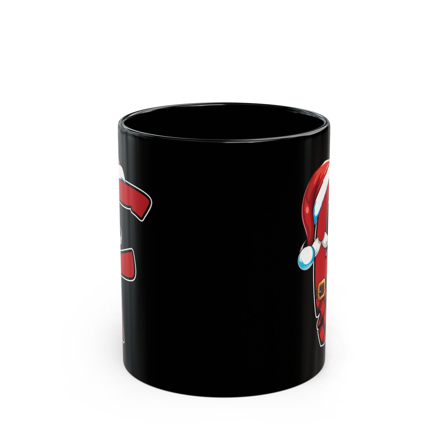 F Santa Initial 11oz Black Mug