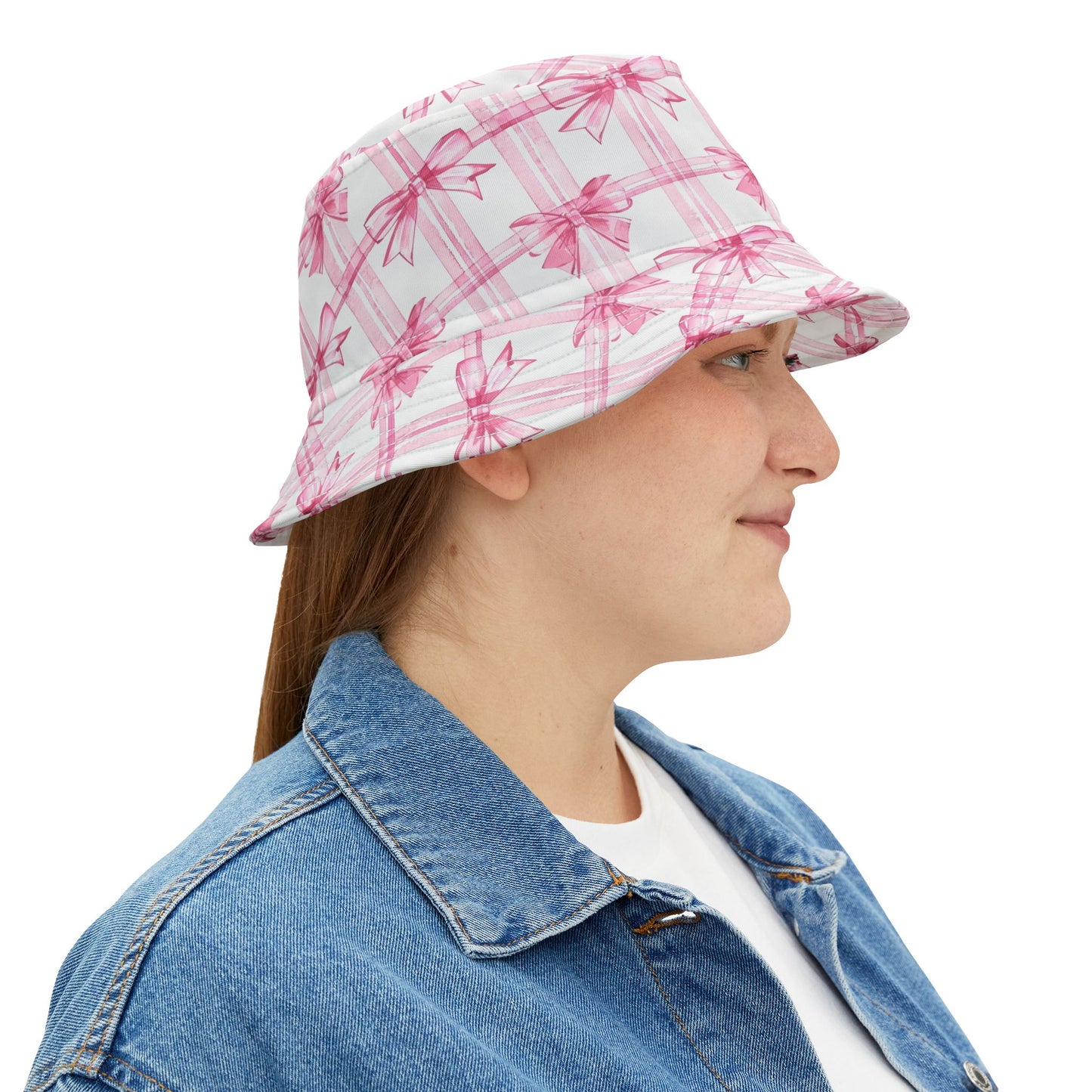 Pink Bow Coquette Hat, Pink Bucket Hat, Pink Bow Bucket Hat, Coquette Pink Hat